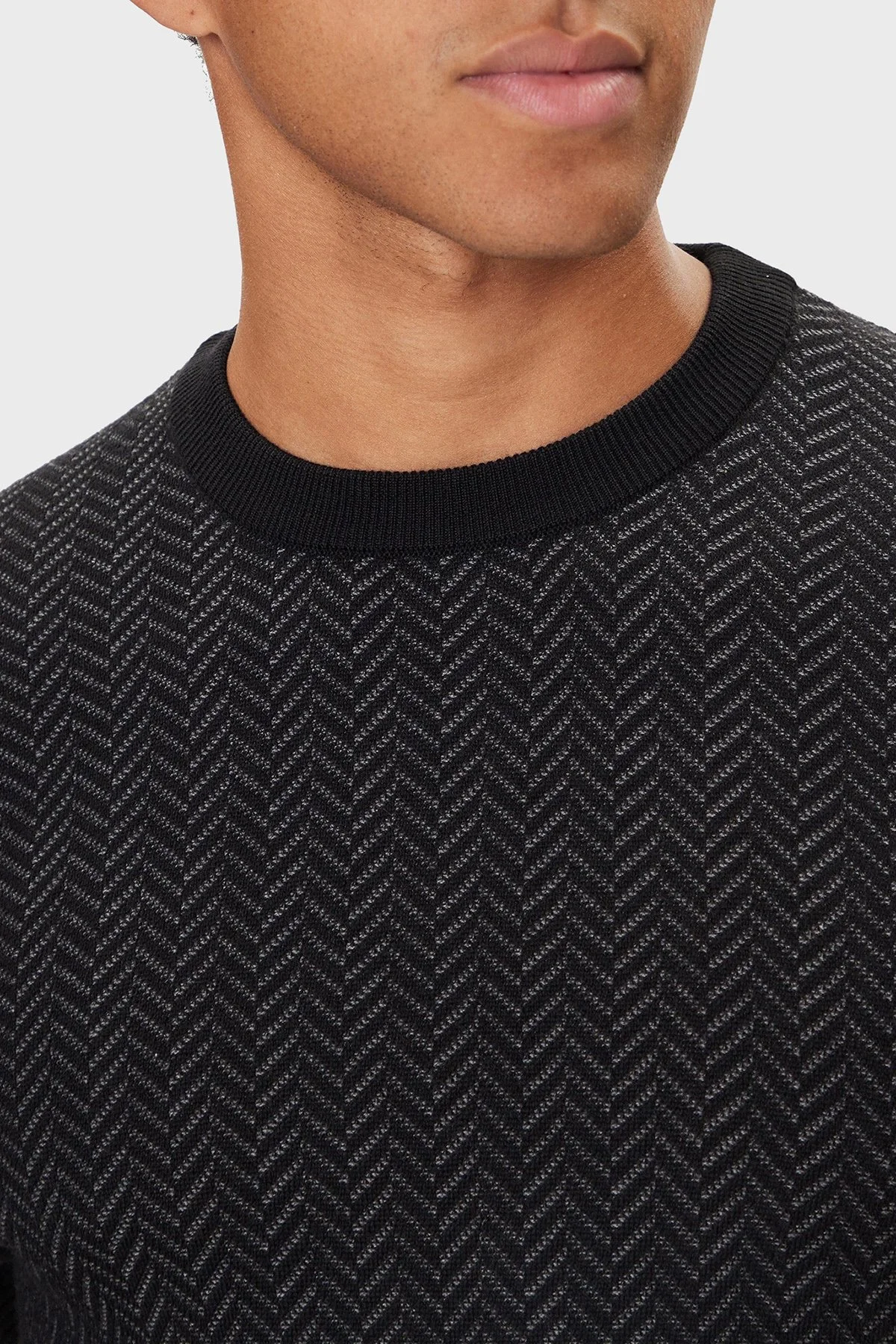 Boss Yün ve Pamuk Karışımlı Regular Fit Bisiklet Yaka Erkek Kazak 50549985 001 SİYAH - 4