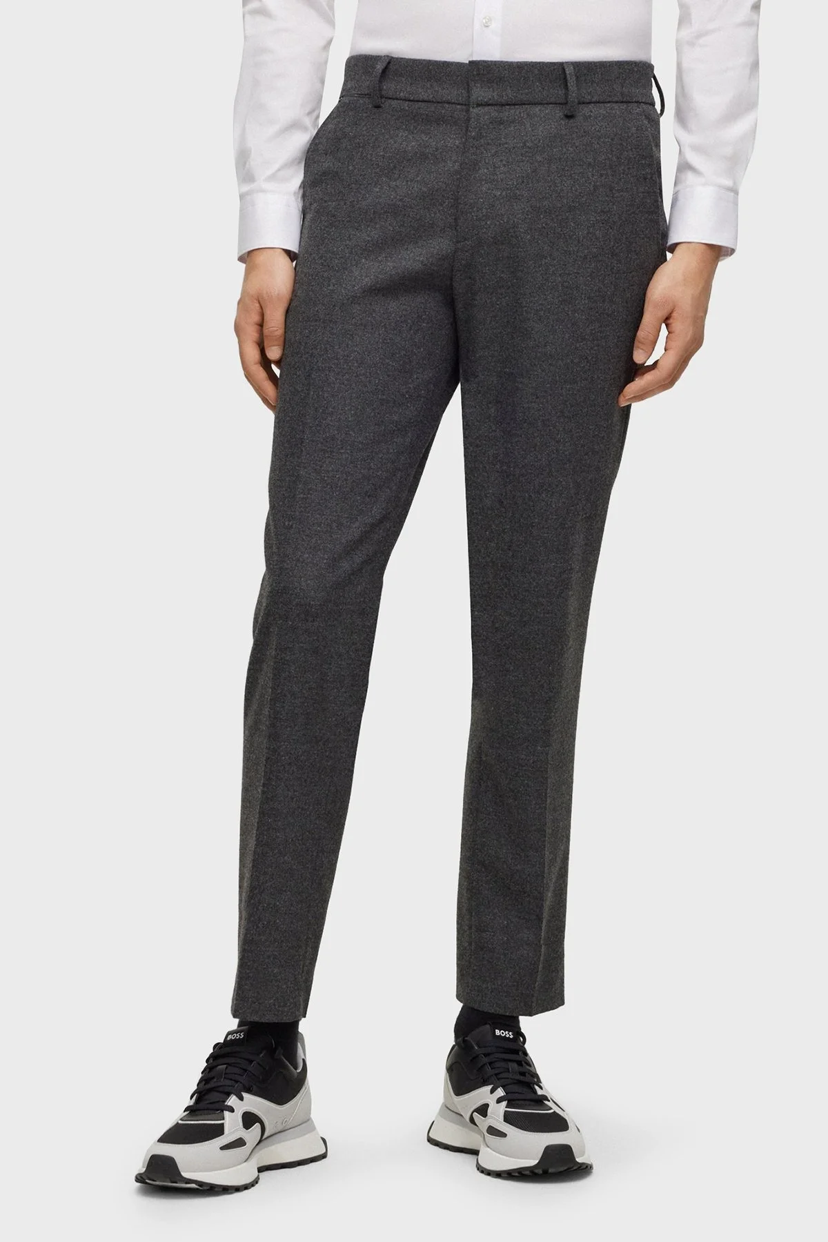 Boss Yün ve Streç Karışımlı Slim Fit Erkek Pantolon 50503253 021 ANTRASİT - 1