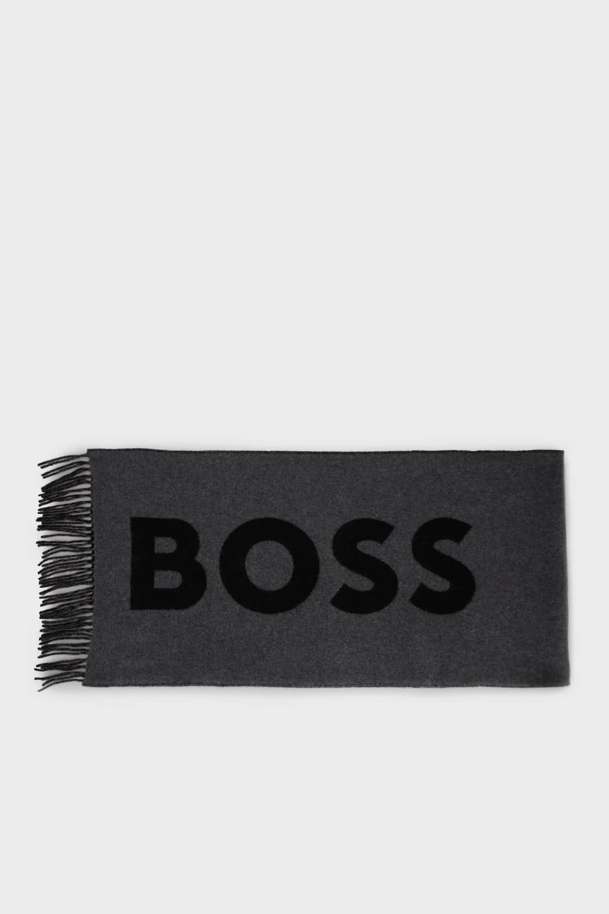 Boss Yünlü Logolu 140 x 140 cm Erkek Atkı 50527099 032 ANTRASİT - 1