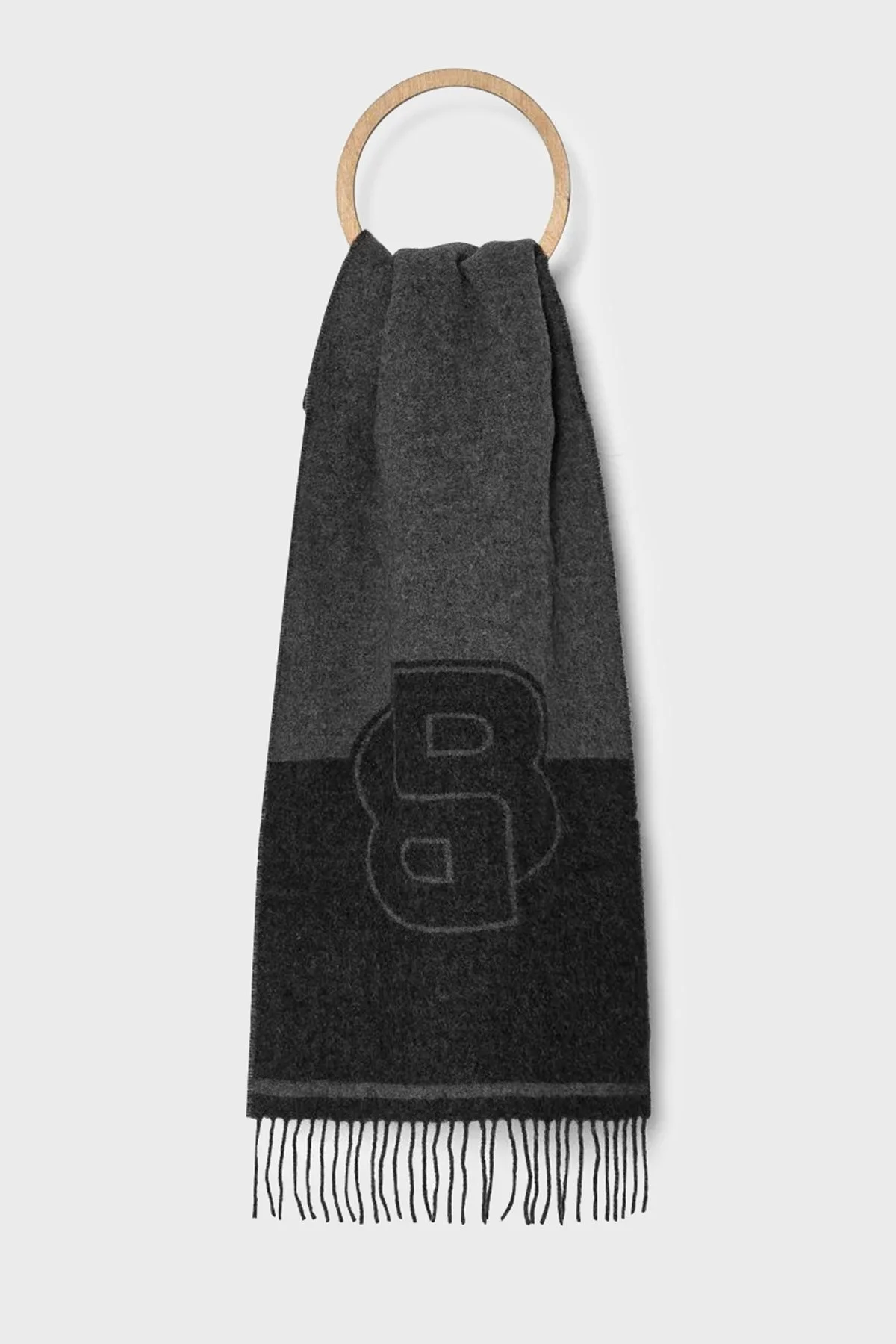 Boss Yünlü Logolu Erkek Atkı 50527099 030 ANTRASİT - 1