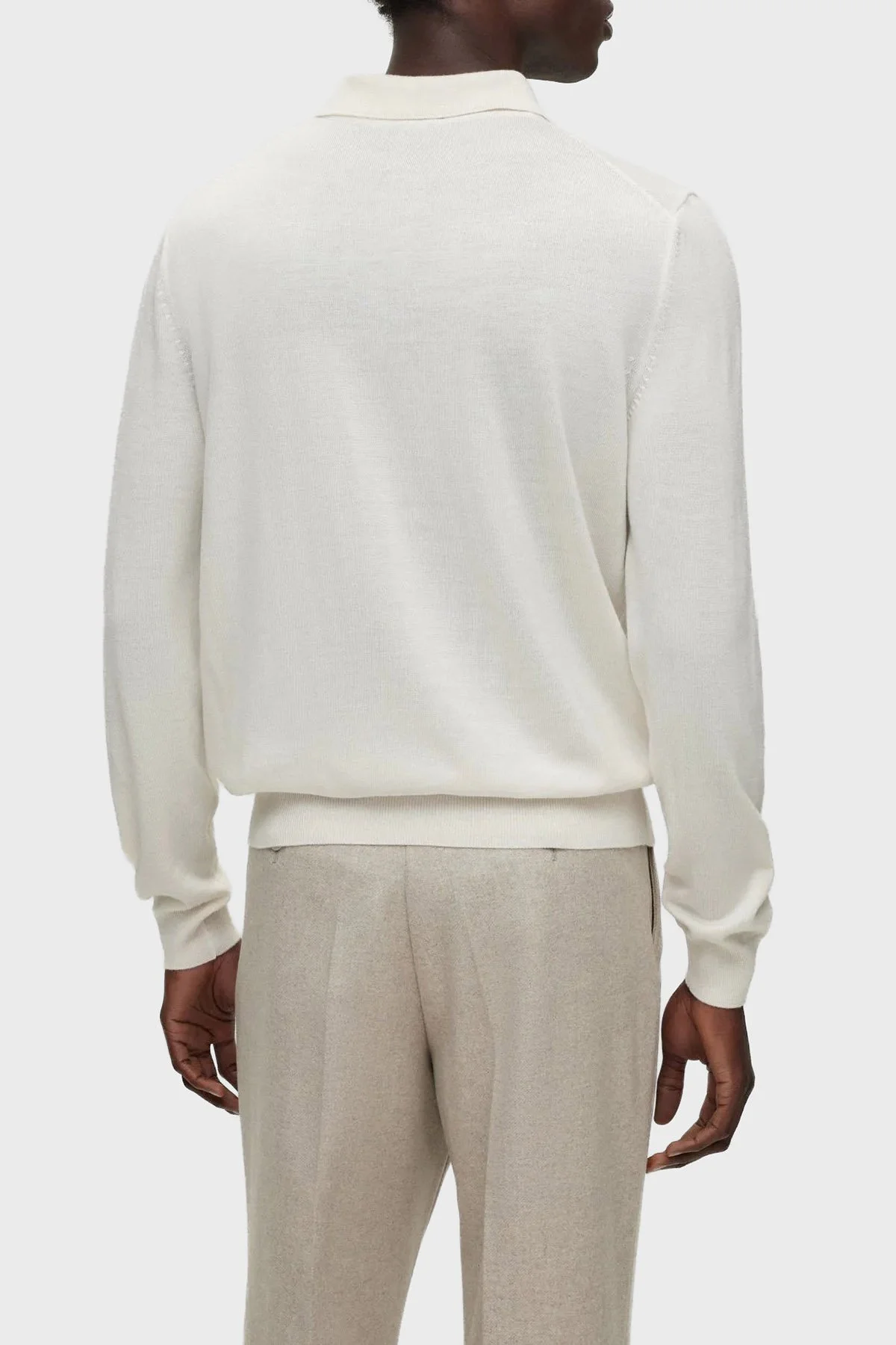 Boss Yünlü Regular Fit Düğmeli Erkek Polo Yaka Kazak 50476357 131 EKRU - 4