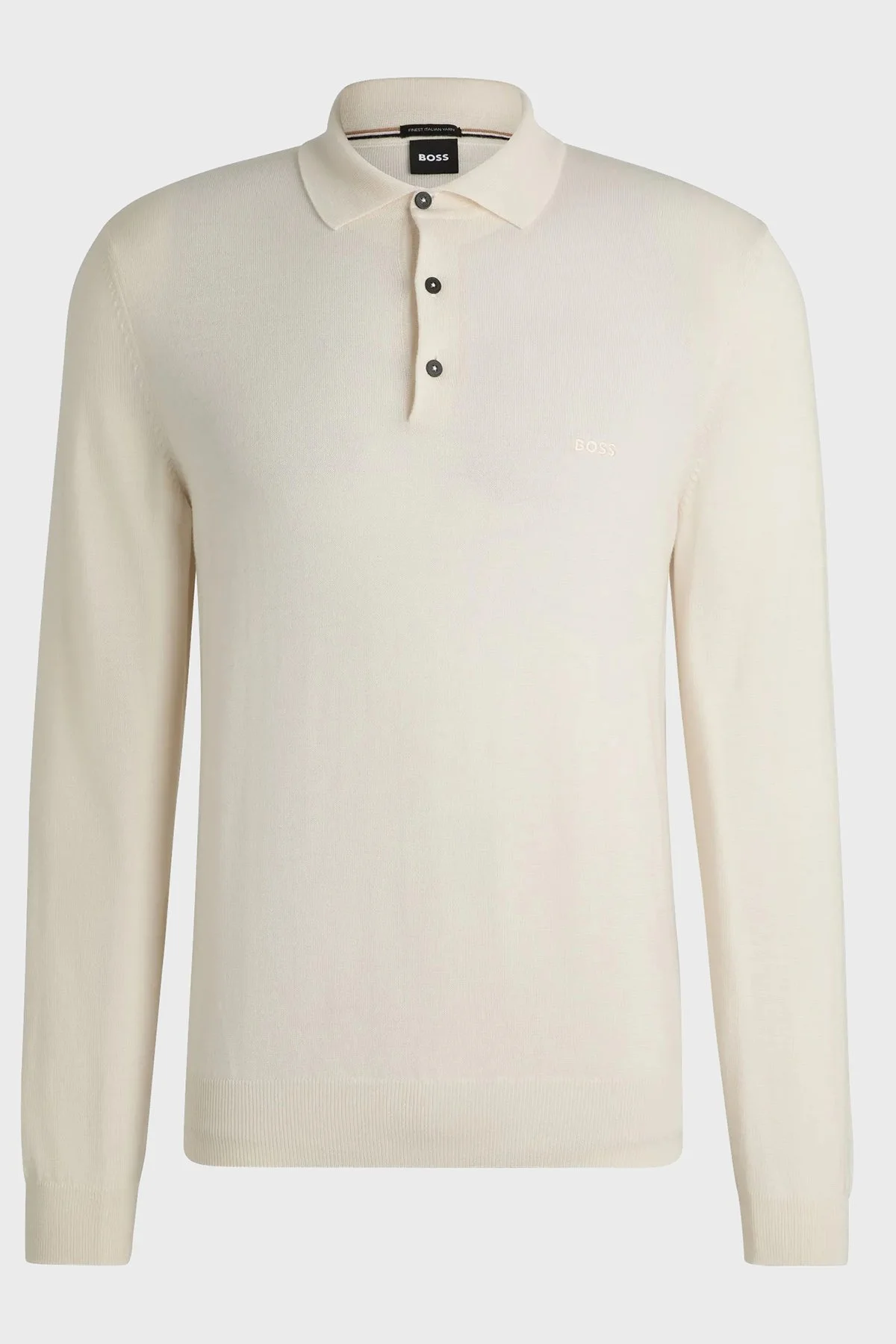 Boss Yünlü Regular Fit Düğmeli Erkek Polo Yaka Kazak 50476357 131 EKRU - 5