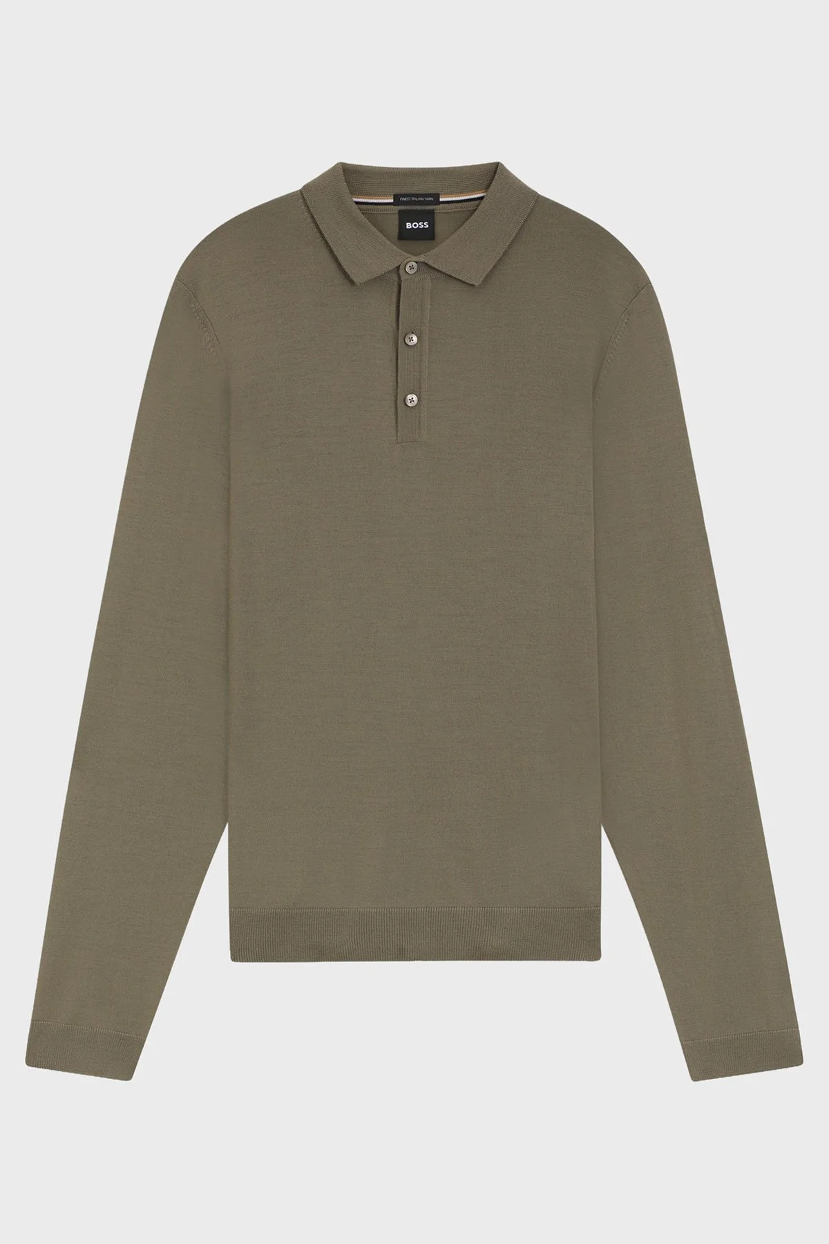 Boss Yünlü Regular Fit Düğmeli Erkek Polo Yaka Kazak 50476357 245 HAKİ - 5