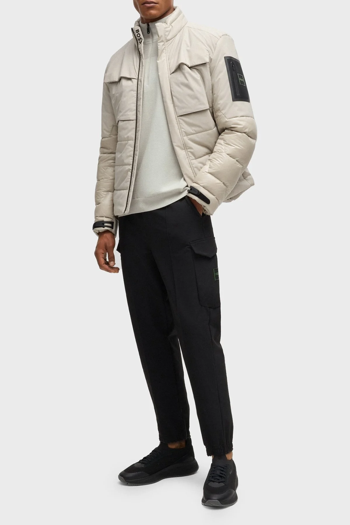 Boss Yünlü Regular Fit Fermuarlı Dik Yaka Erkek Kazak 50498560 271 BEJ - 7