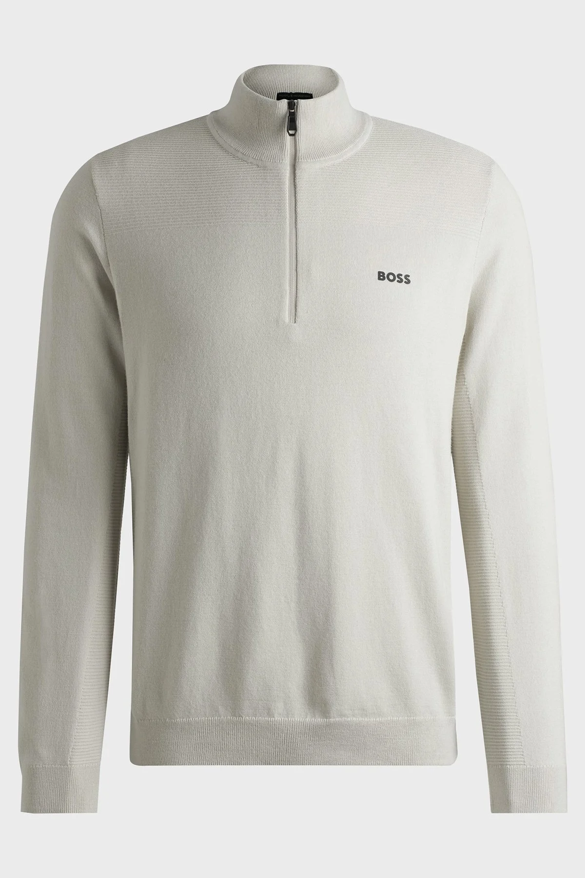 Boss Yünlü Regular Fit Fermuarlı Dik Yaka Erkek Kazak 50498560 271 BEJ - 10