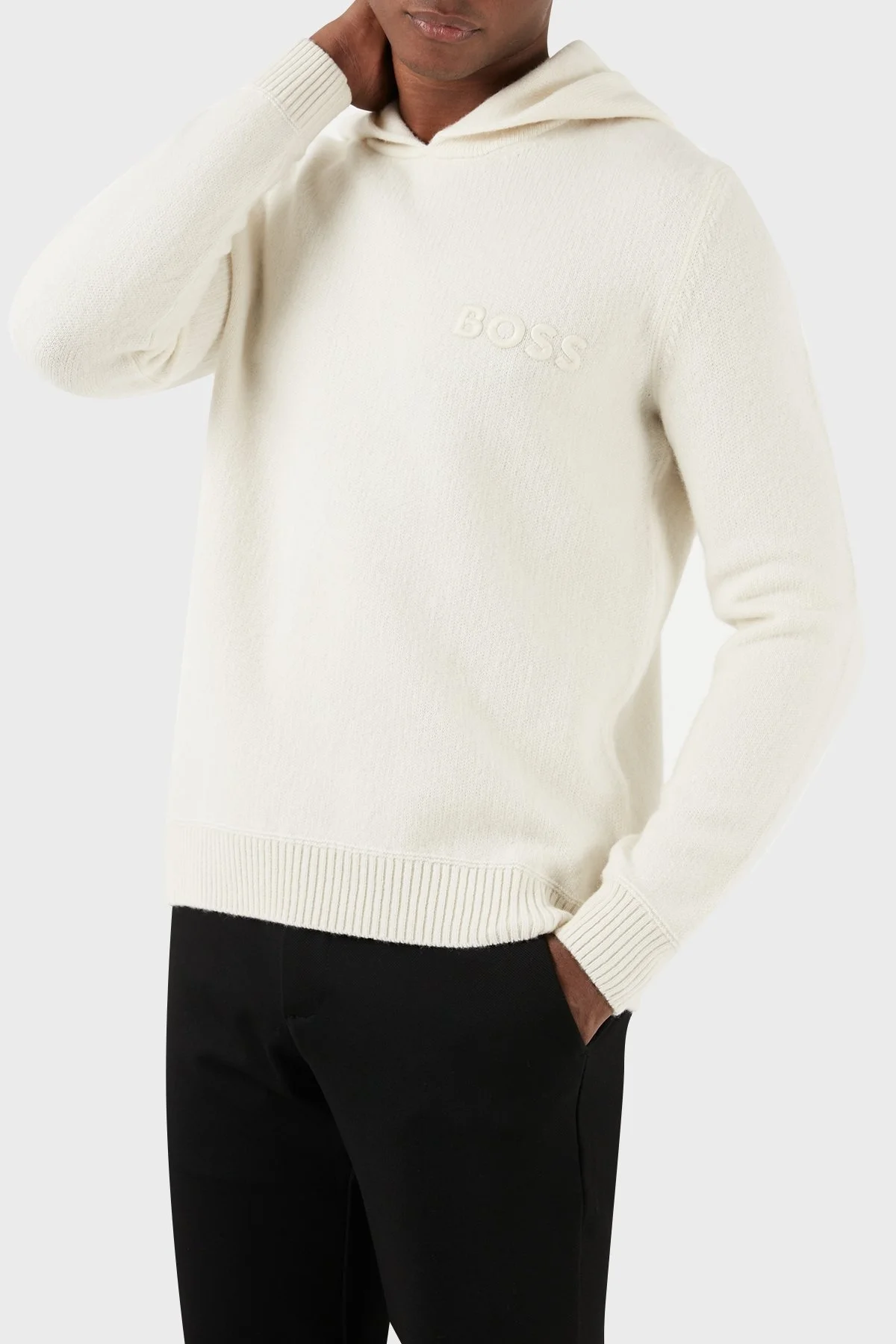 Boss Yünlü Regular Fit Kapüşonlu Erkek Kazak 50500676 131 EKRU - 4