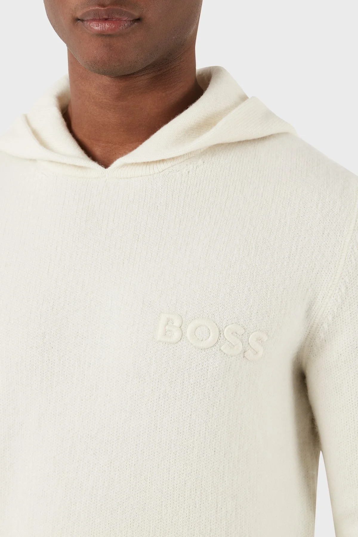 Boss Yünlü Regular Fit Kapüşonlu Erkek Kazak 50500676 131 EKRU - 5