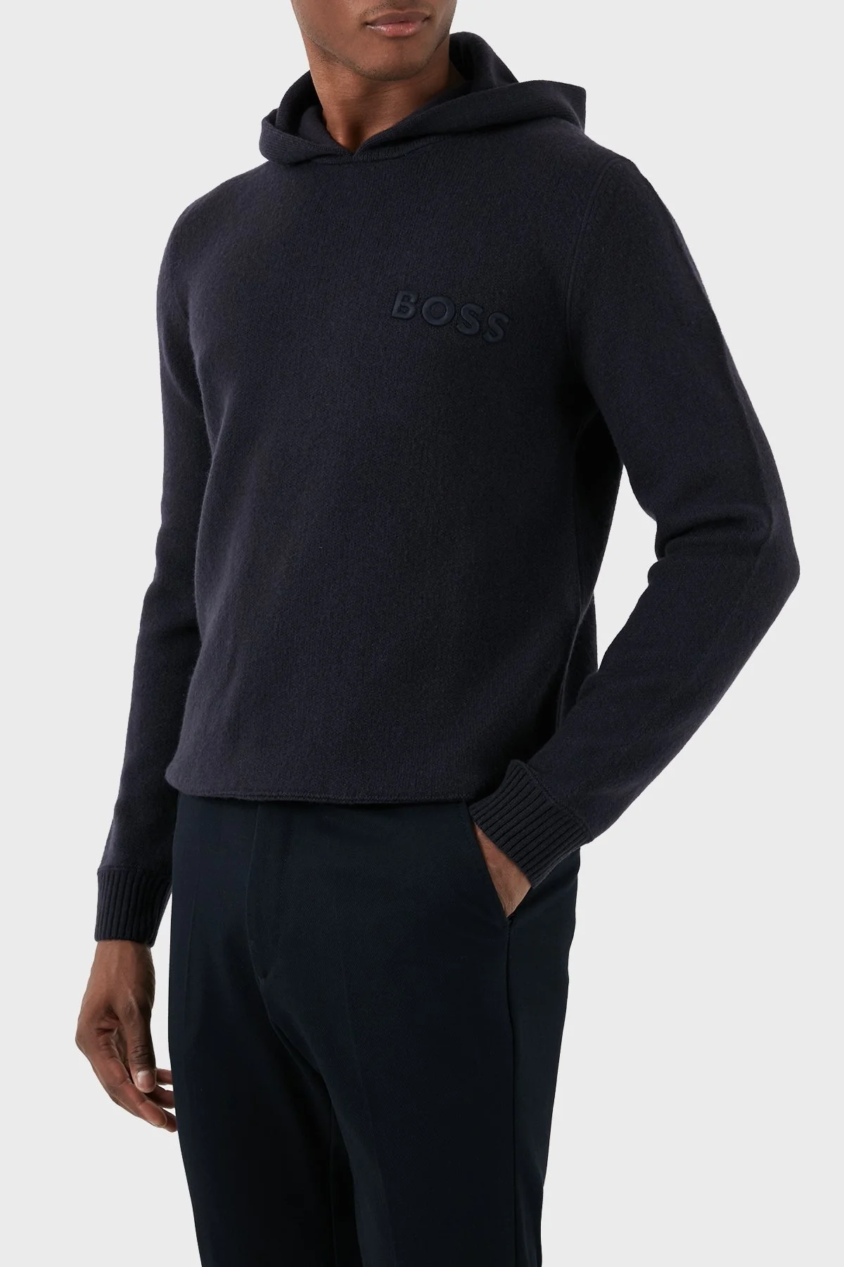 Boss Yünlü Regular Fit Kapüşonlu Erkek Kazak 50500676 404 LACİVERT - 2