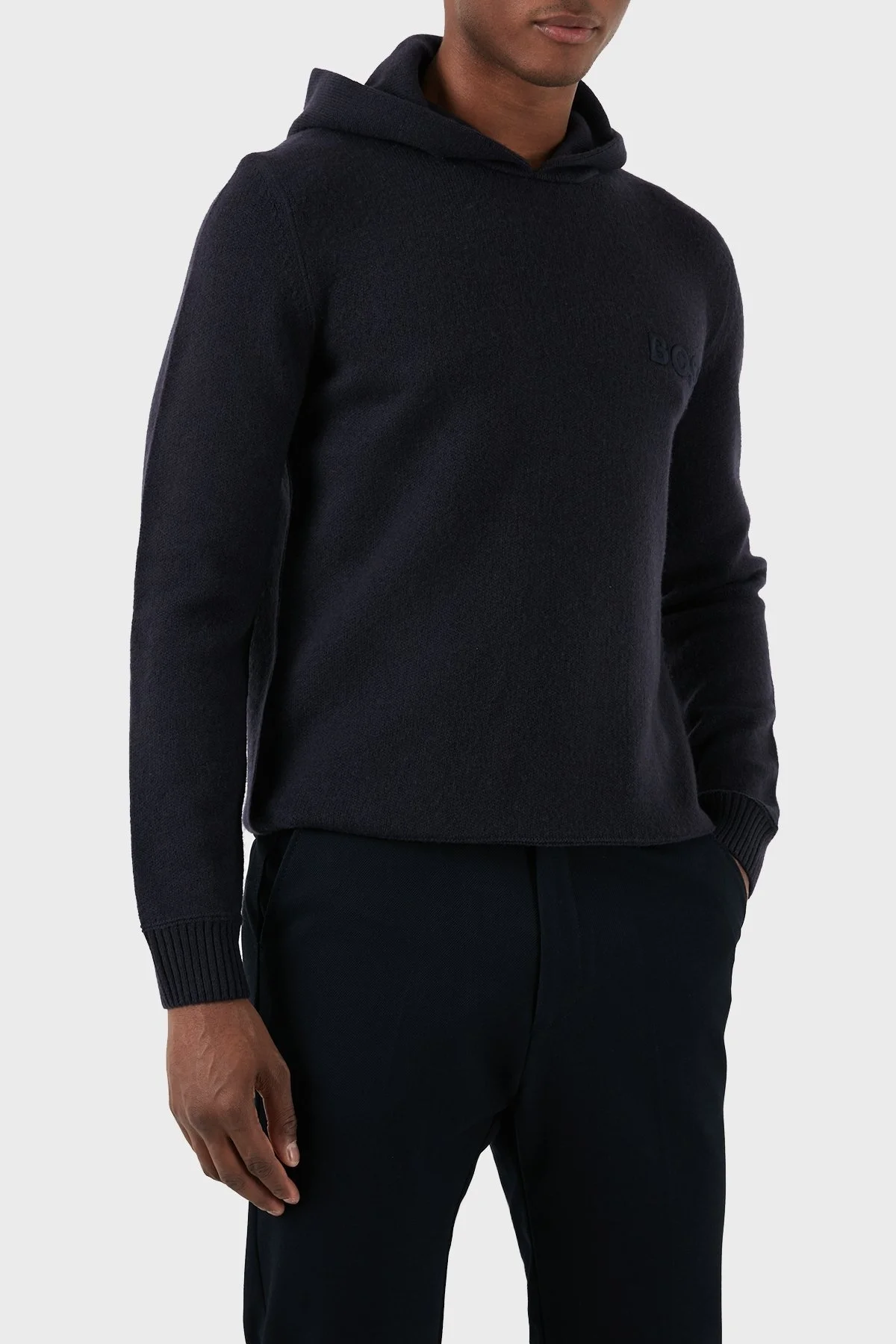 Boss Yünlü Regular Fit Kapüşonlu Erkek Kazak 50500676 404 LACİVERT - 5