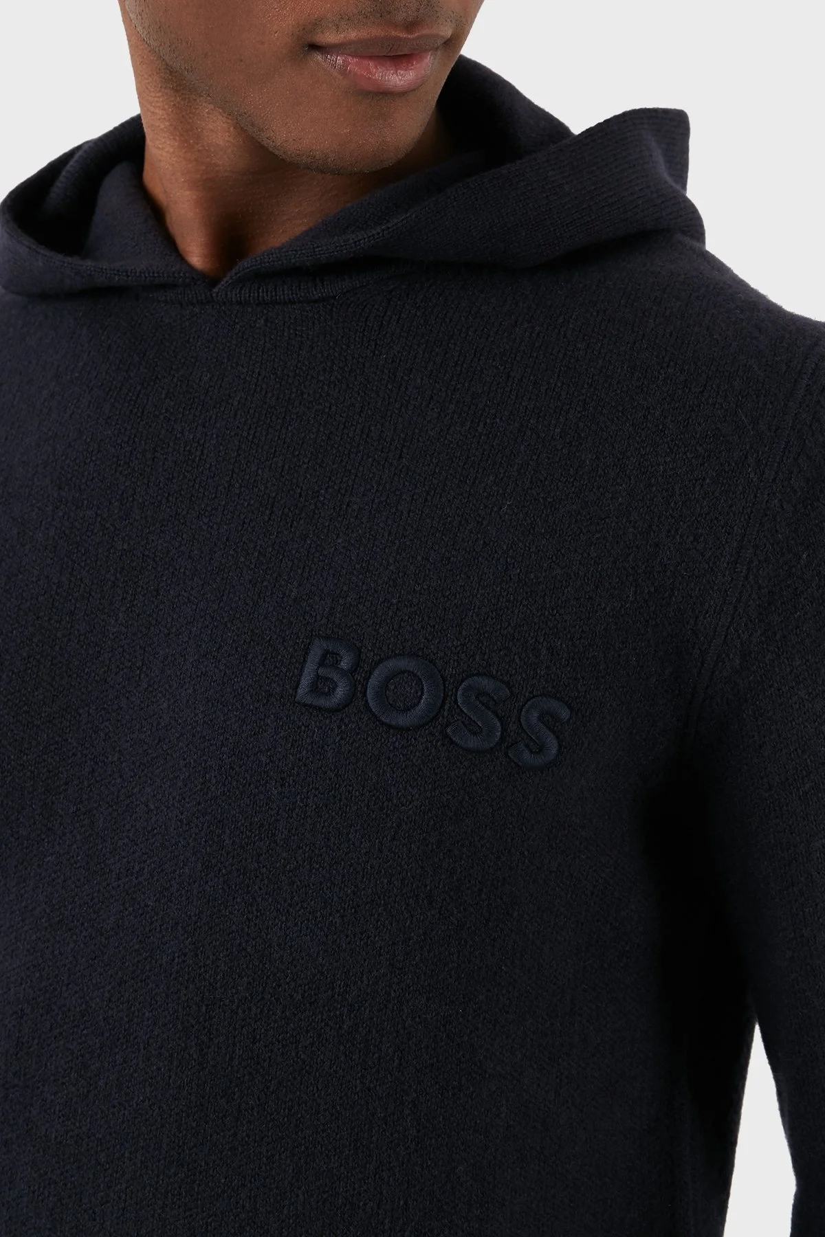 Boss Yünlü Regular Fit Kapüşonlu Erkek Kazak 50500676 404 LACİVERT - 6