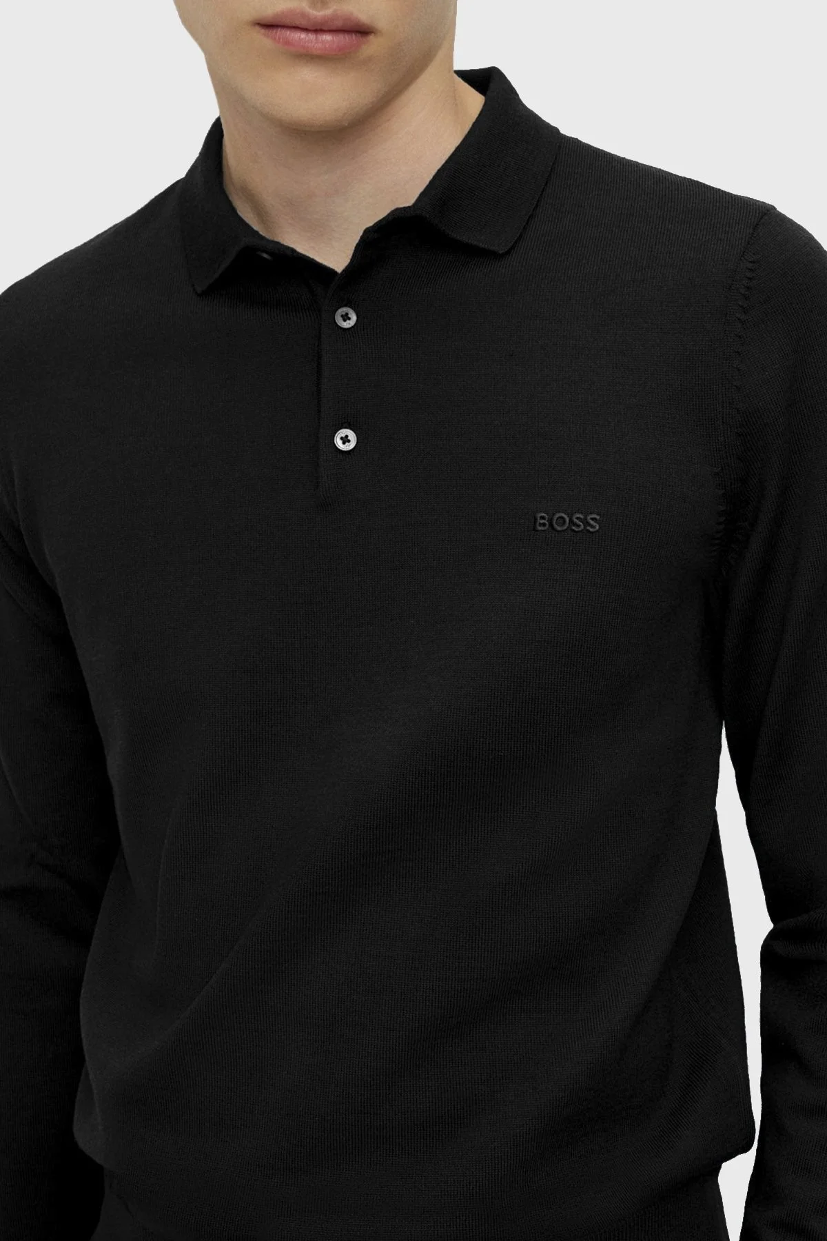 Boss Yünlü Regular Fit Polo Yaka Erkek Kazak 50476357 001 SİYAH - 3