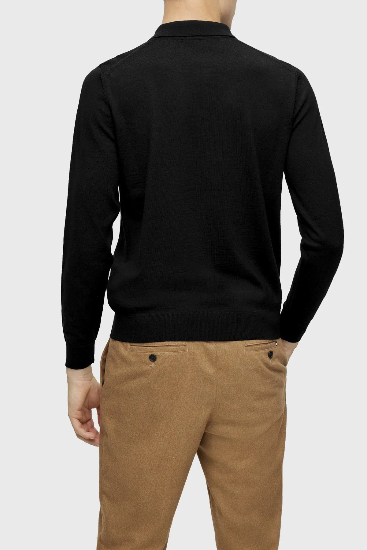 Boss Yünlü Regular Fit Polo Yaka Erkek Kazak 50476357 001 SİYAH - 4