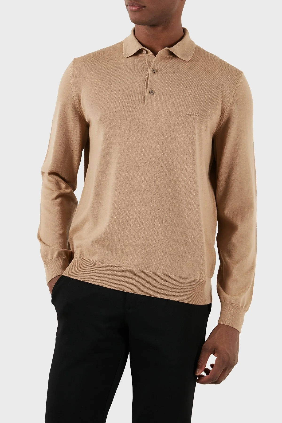 Boss Yünlü Regular Fit Polo Yaka Erkek Kazak 50476357 260 KAHVE - 1