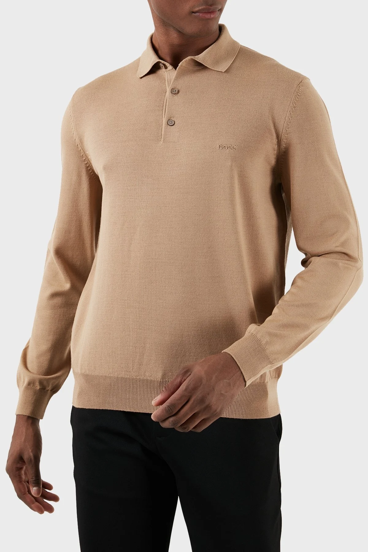 Boss Yünlü Regular Fit Polo Yaka Erkek Kazak 50476357 260 KAHVE - 3