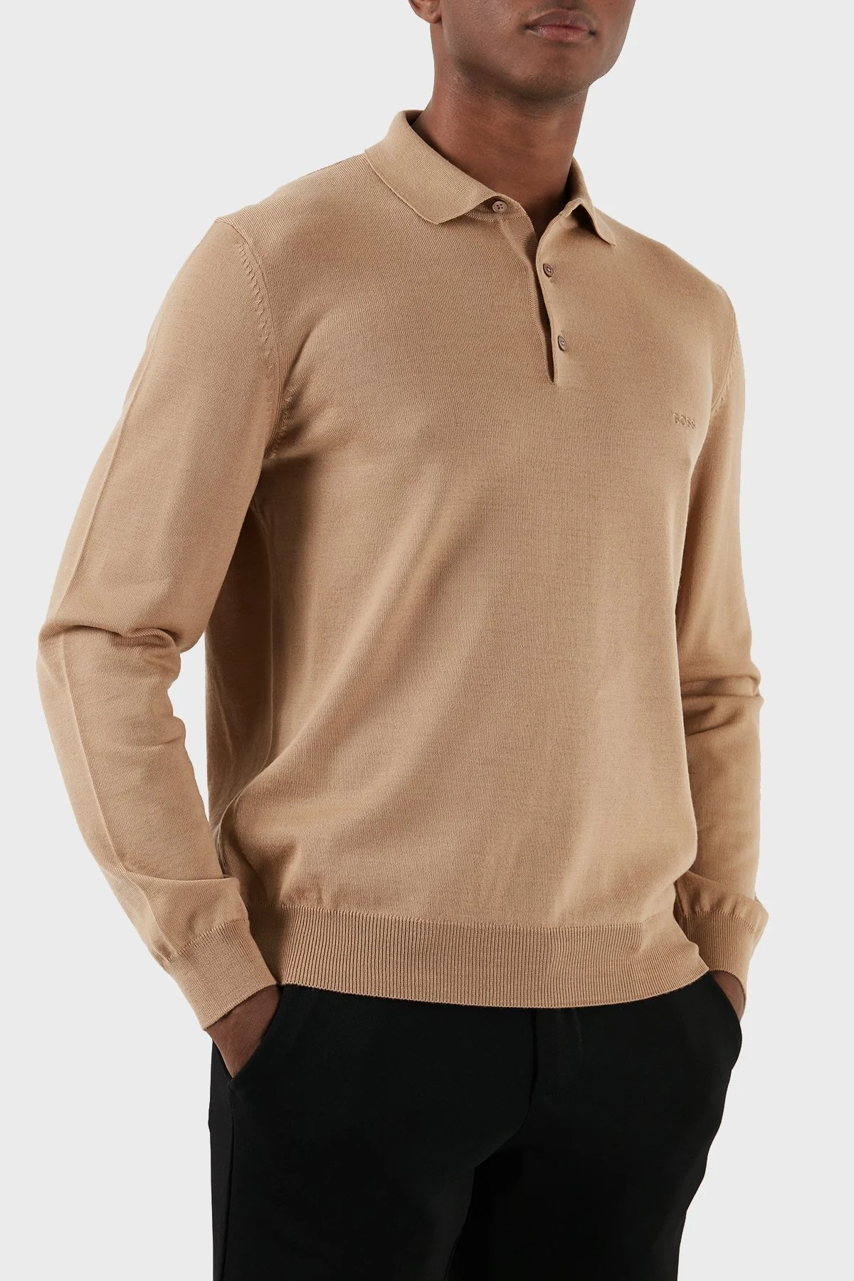 Boss Yünlü Regular Fit Polo Yaka Erkek Kazak 50476357 260 KAHVE - 4