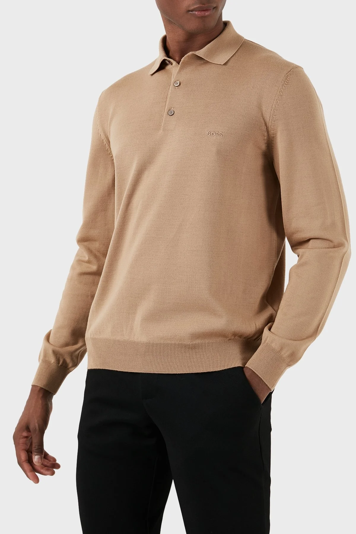 Boss Yünlü Regular Fit Polo Yaka Erkek Kazak 50476357 260 KAHVE - 5