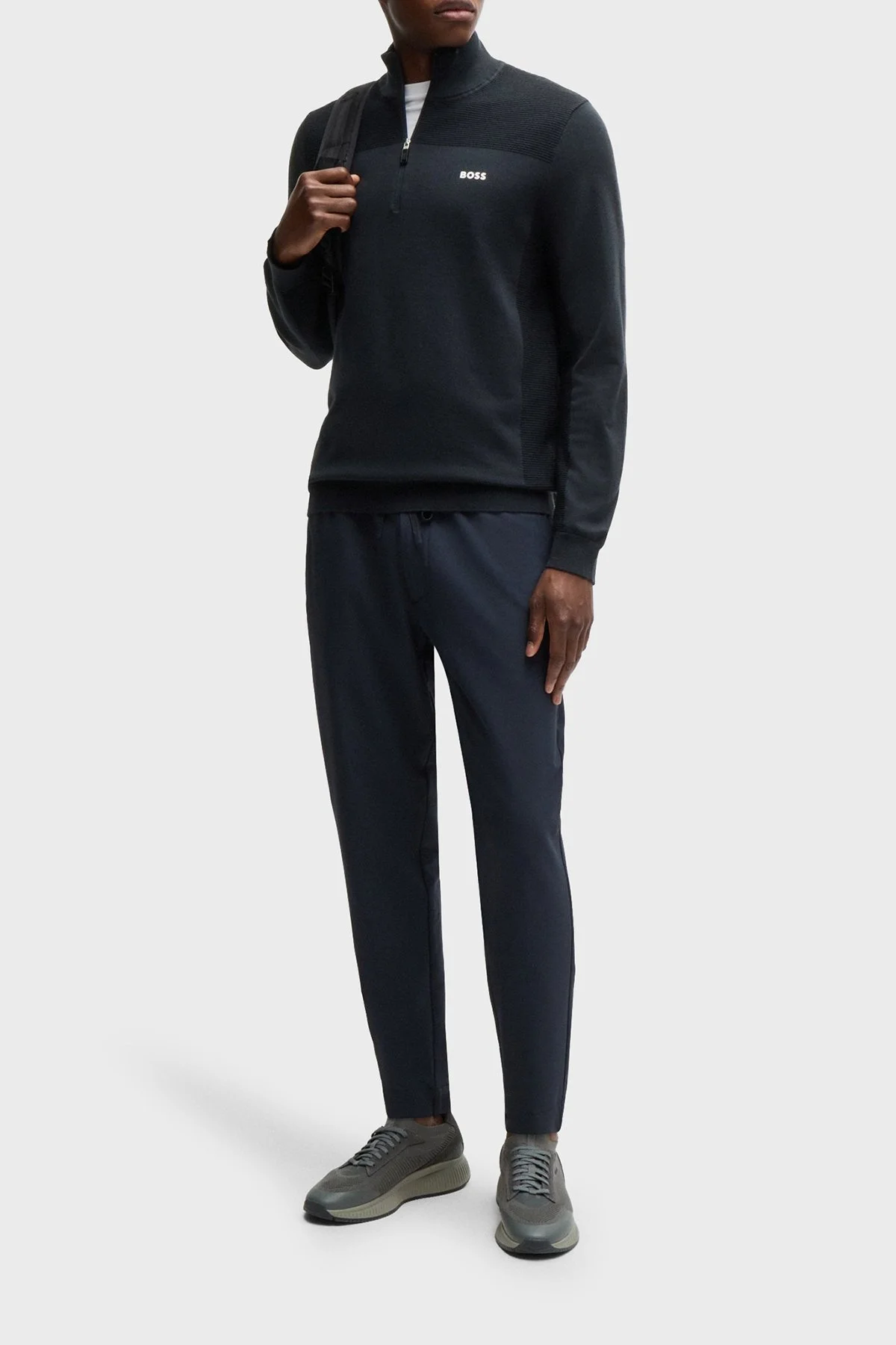 Boss Yünlü Regular Fit Polo Yaka Fermuarlı Erkek Sweat 50498560 402 LACİVERT - 3