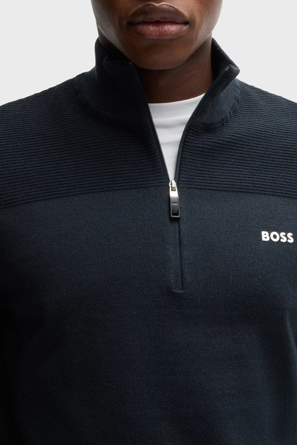 Boss Yünlü Regular Fit Polo Yaka Fermuarlı Erkek Sweat 50498560 402 LACİVERT - 4