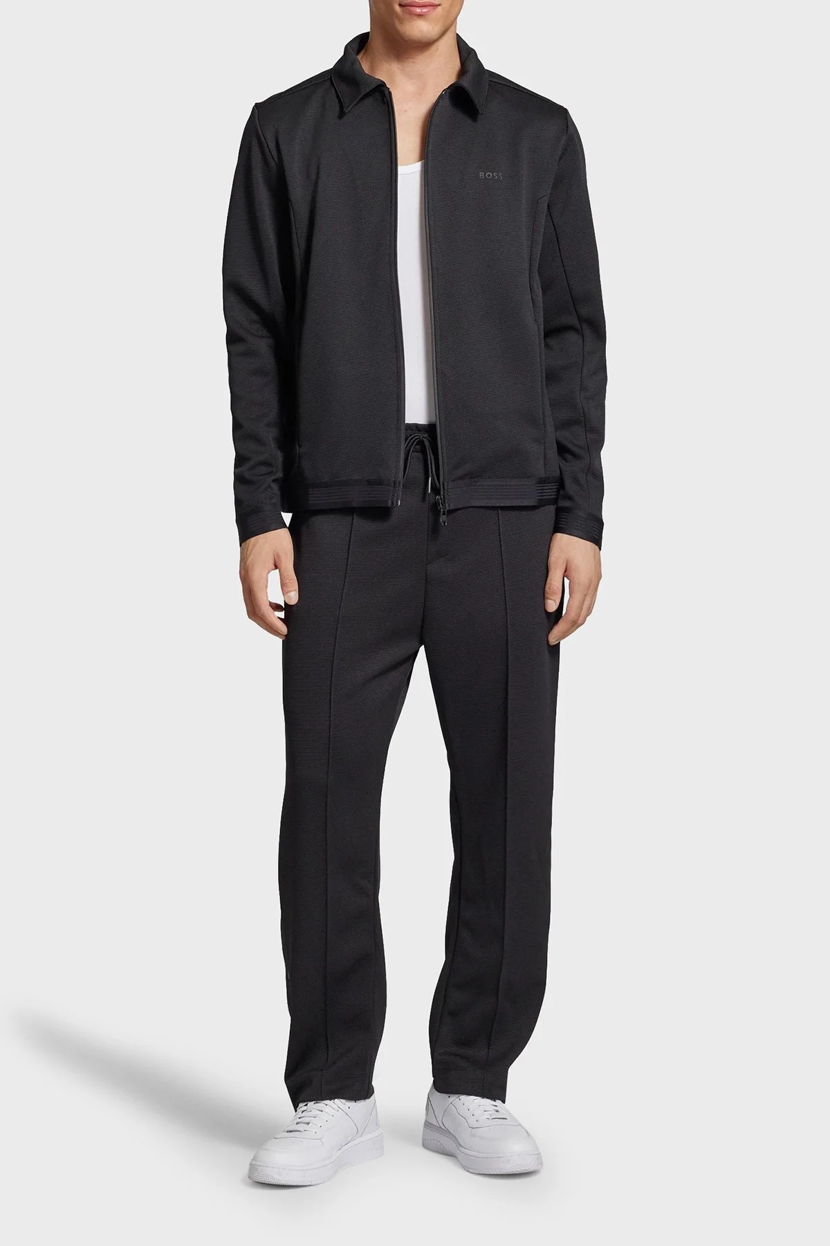 Boss Yünlü Regular Fit Polo Yaka Fermuarlı Erkek Sweat 50518726 001 SİYAH - 4