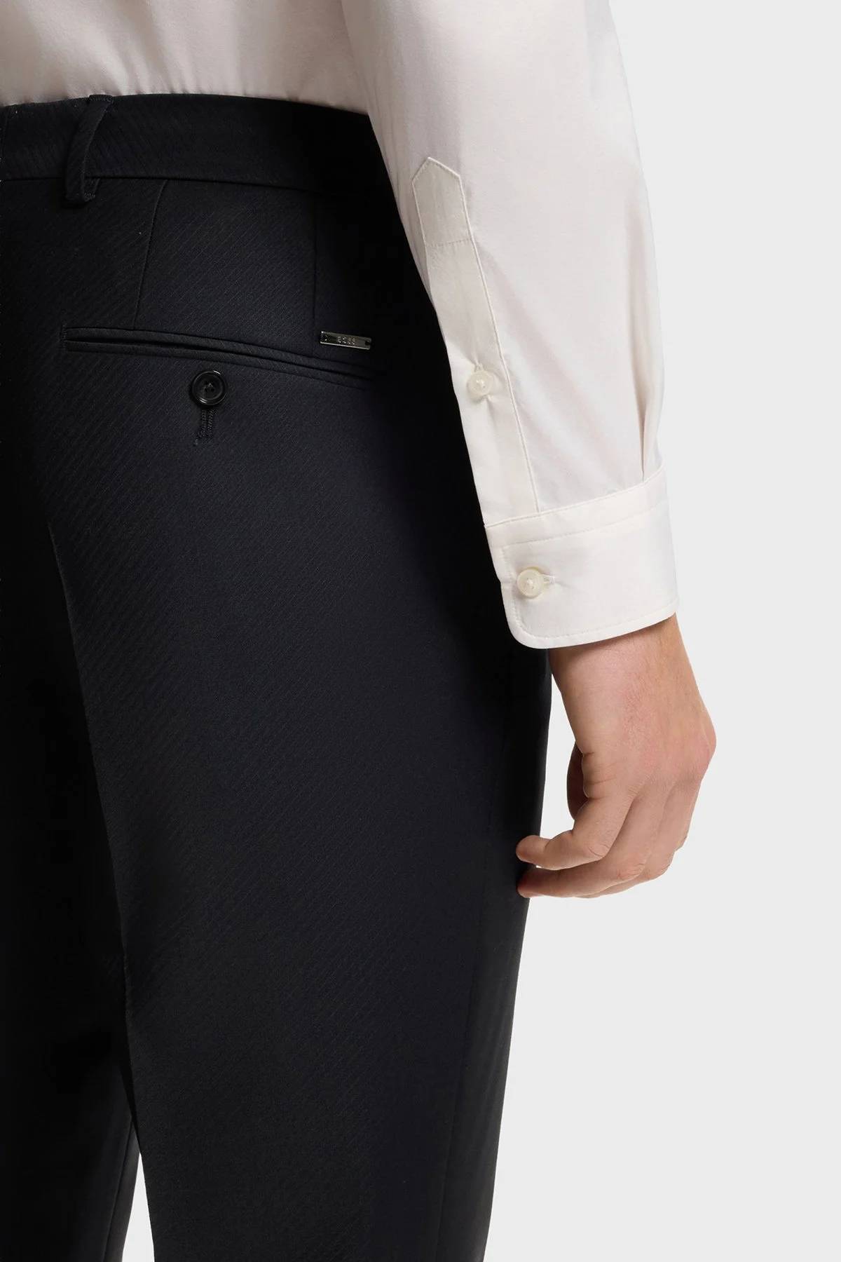 Boss Yünlü Slim Fit Düz Paça Erkek Pantolon 50567486 404 Lacivert - 4