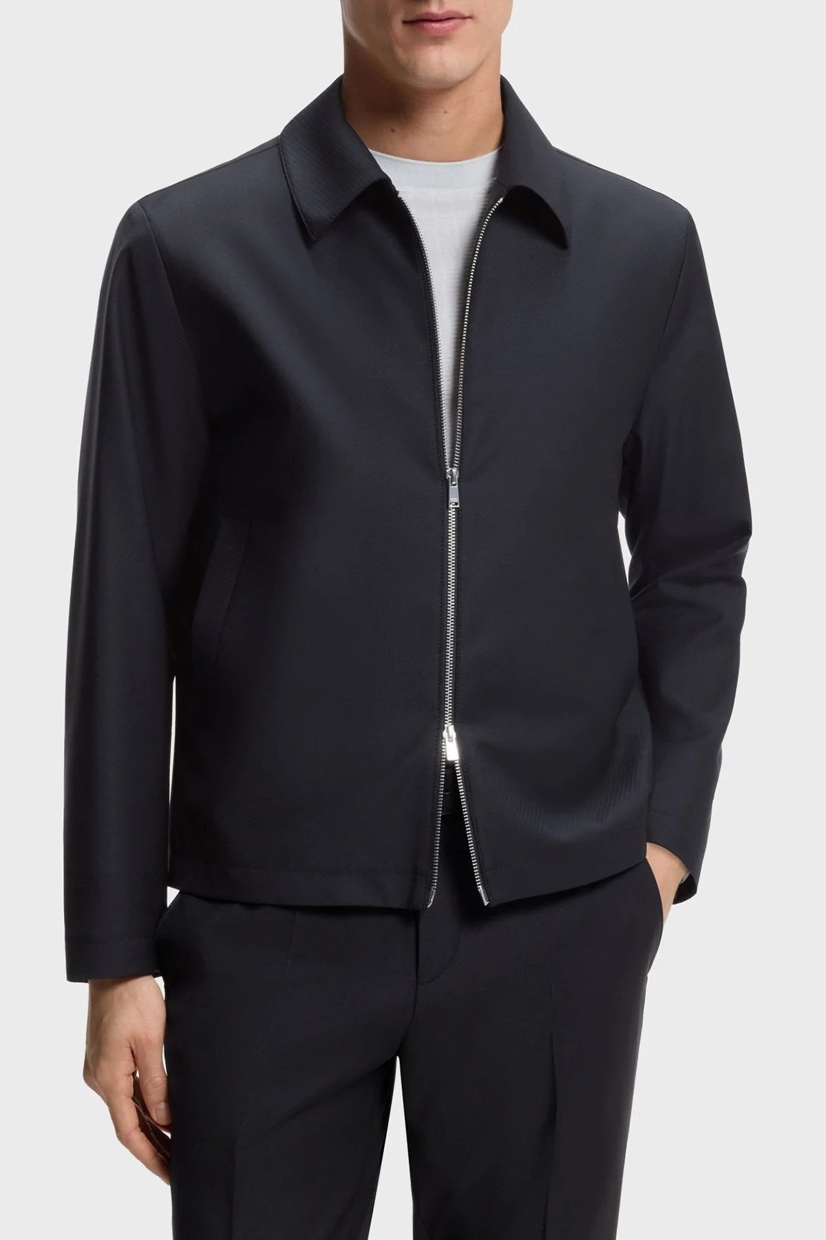 Boss Yünlü Slim Fit Klasik Yaka Erkek Ceket 50567500 404 Lacivert - 1