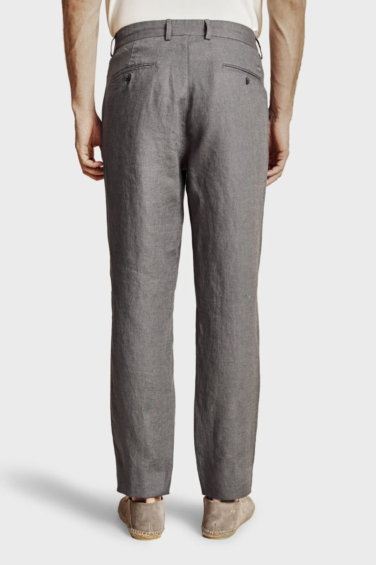 Brooks Brothers % 100 Keten Normal Bel Düz Paça Erkek Pantolon BBSS26MPT022108 ANTRASİT - 3