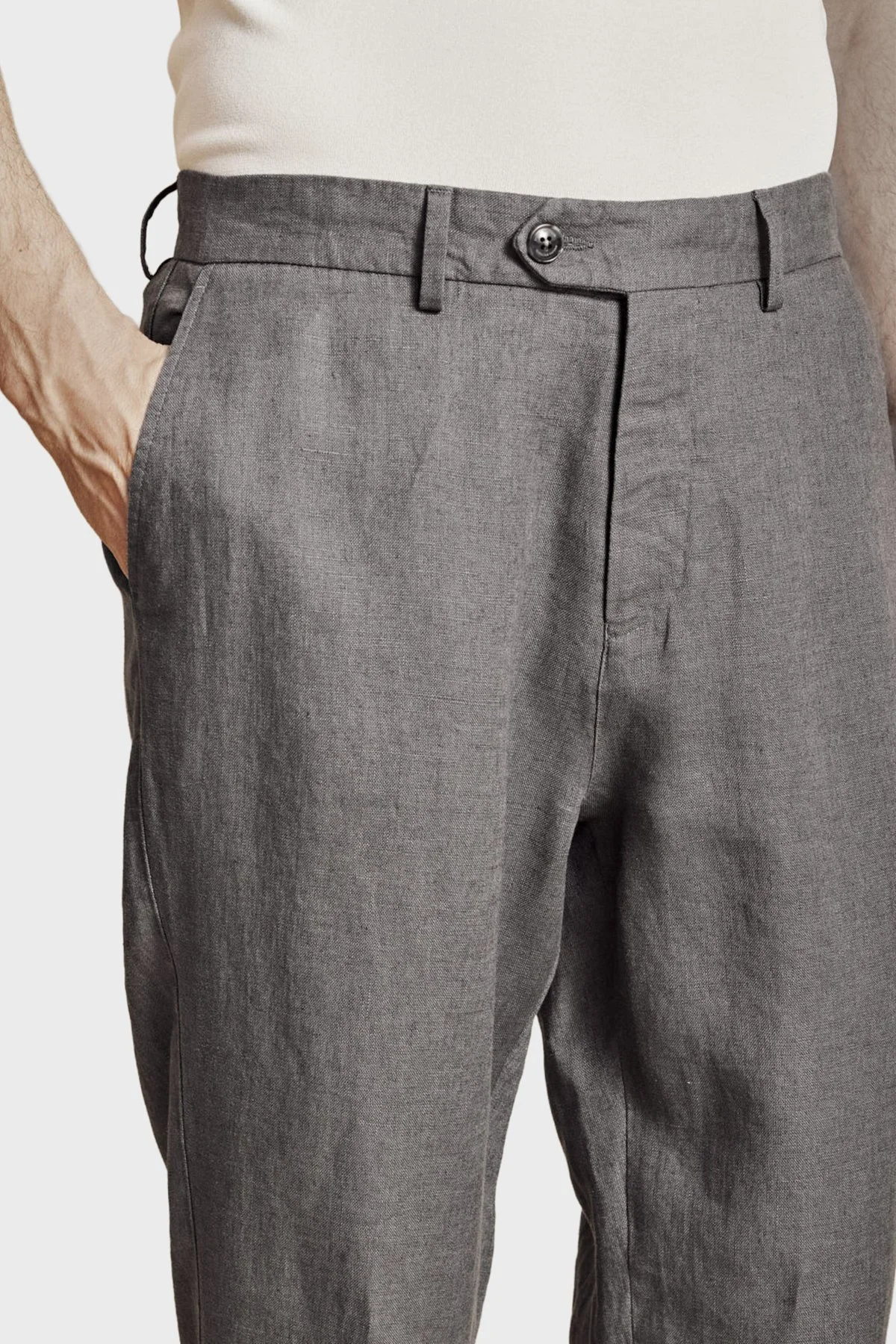 Brooks Brothers % 100 Keten Normal Bel Düz Paça Erkek Pantolon BBSS26MPT022108 ANTRASİT - 4