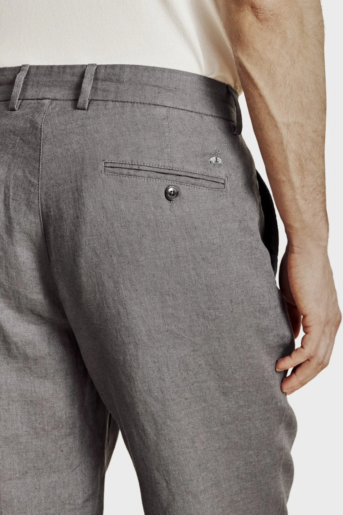 Brooks Brothers % 100 Keten Normal Bel Düz Paça Erkek Pantolon BBSS26MPT022108 ANTRASİT - 5