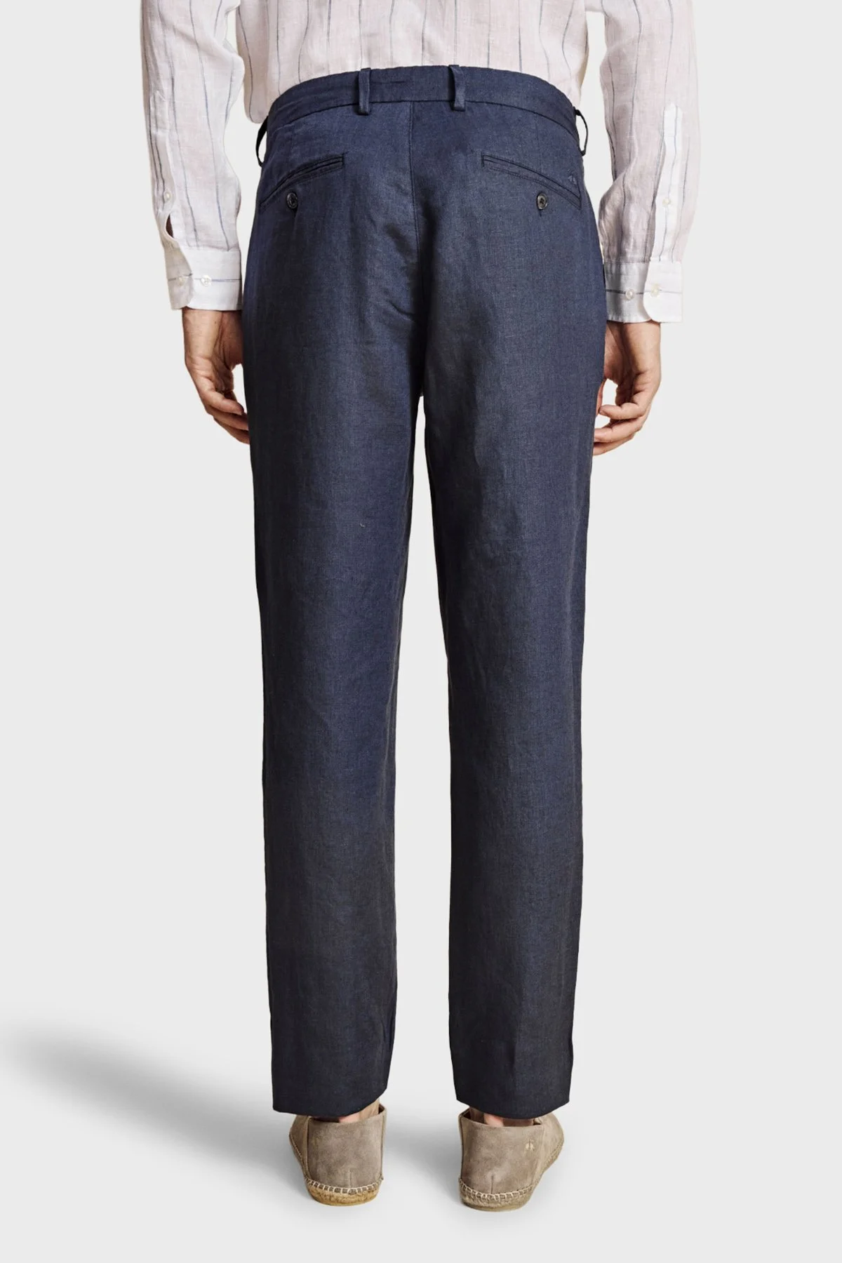 Brooks Brothers %100 Keten Normal Bel Düz Paça Erkek Pantolon BBSS26MPT022137 LACİVERT - 3
