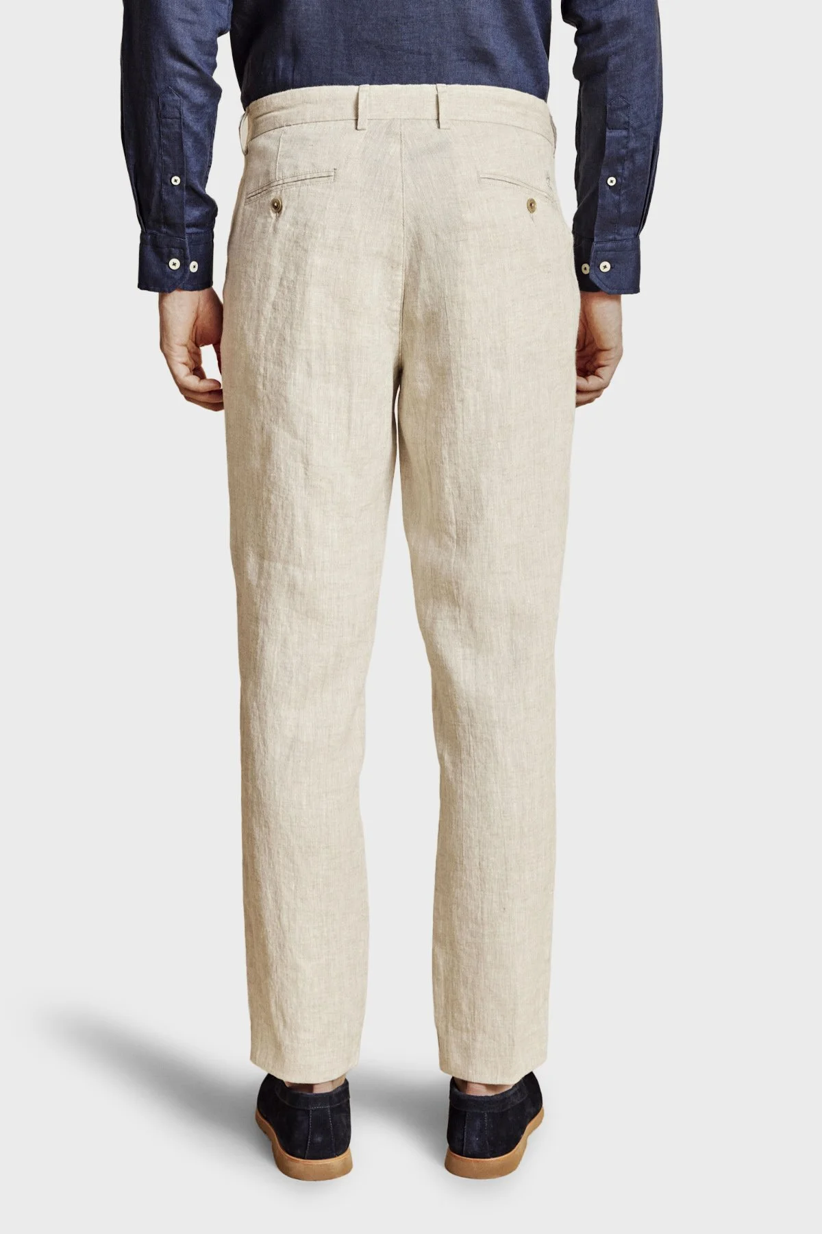 Brooks Brothers %100 Keten Normal Bel Düz Paça Erkek Pantolon BBSS26MPT022142 BEJ - 3