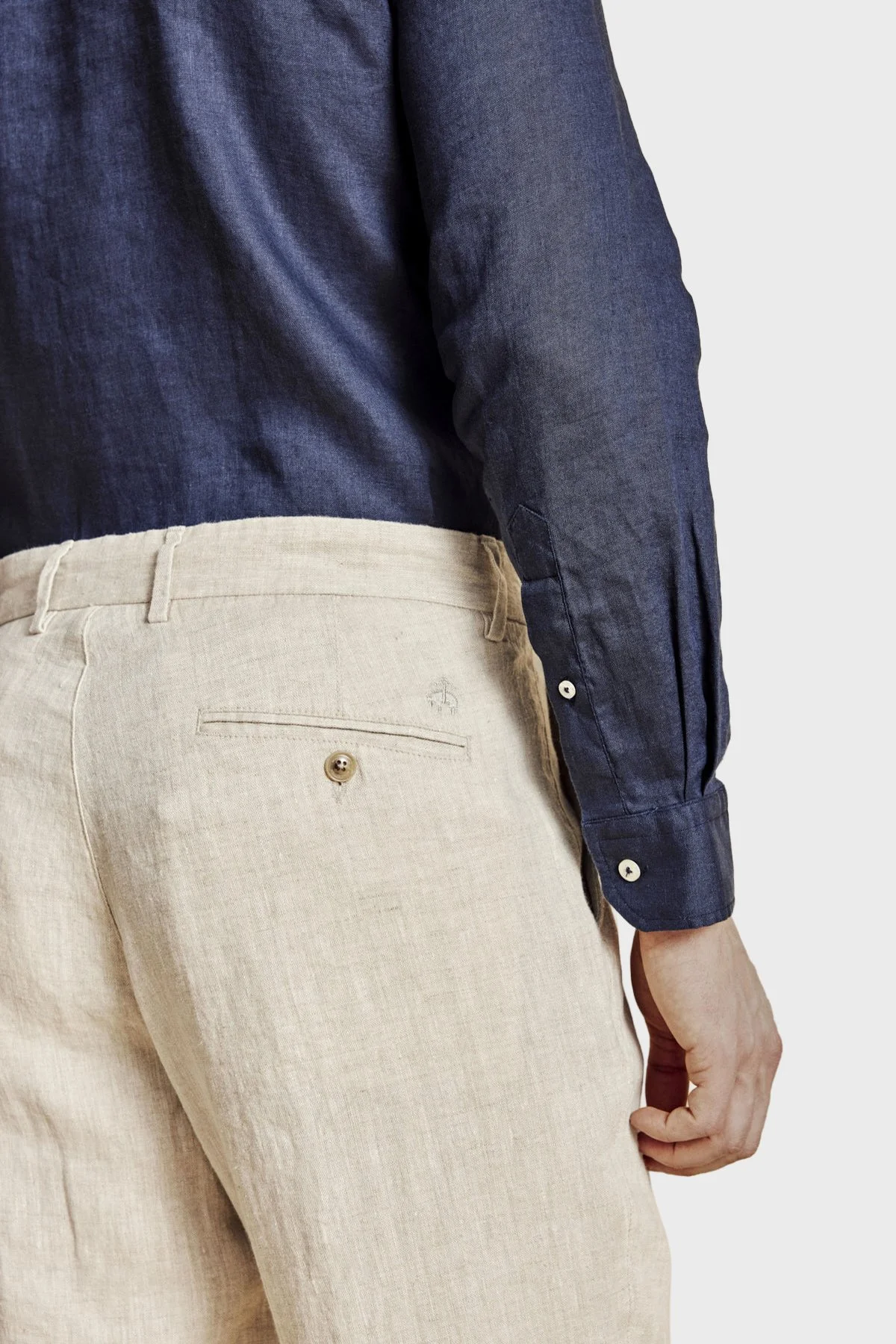Brooks Brothers %100 Keten Normal Bel Düz Paça Erkek Pantolon BBSS26MPT022142 BEJ - 6