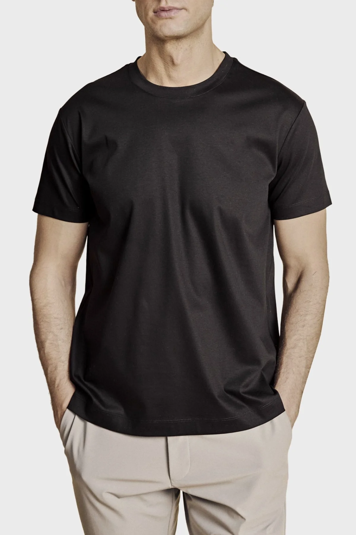 Brooks Brothers % 100 Pamuk Bisiklet Yaka T-shirt Erkek T Shirt BBSS26MTS008112 SİYAH - 1