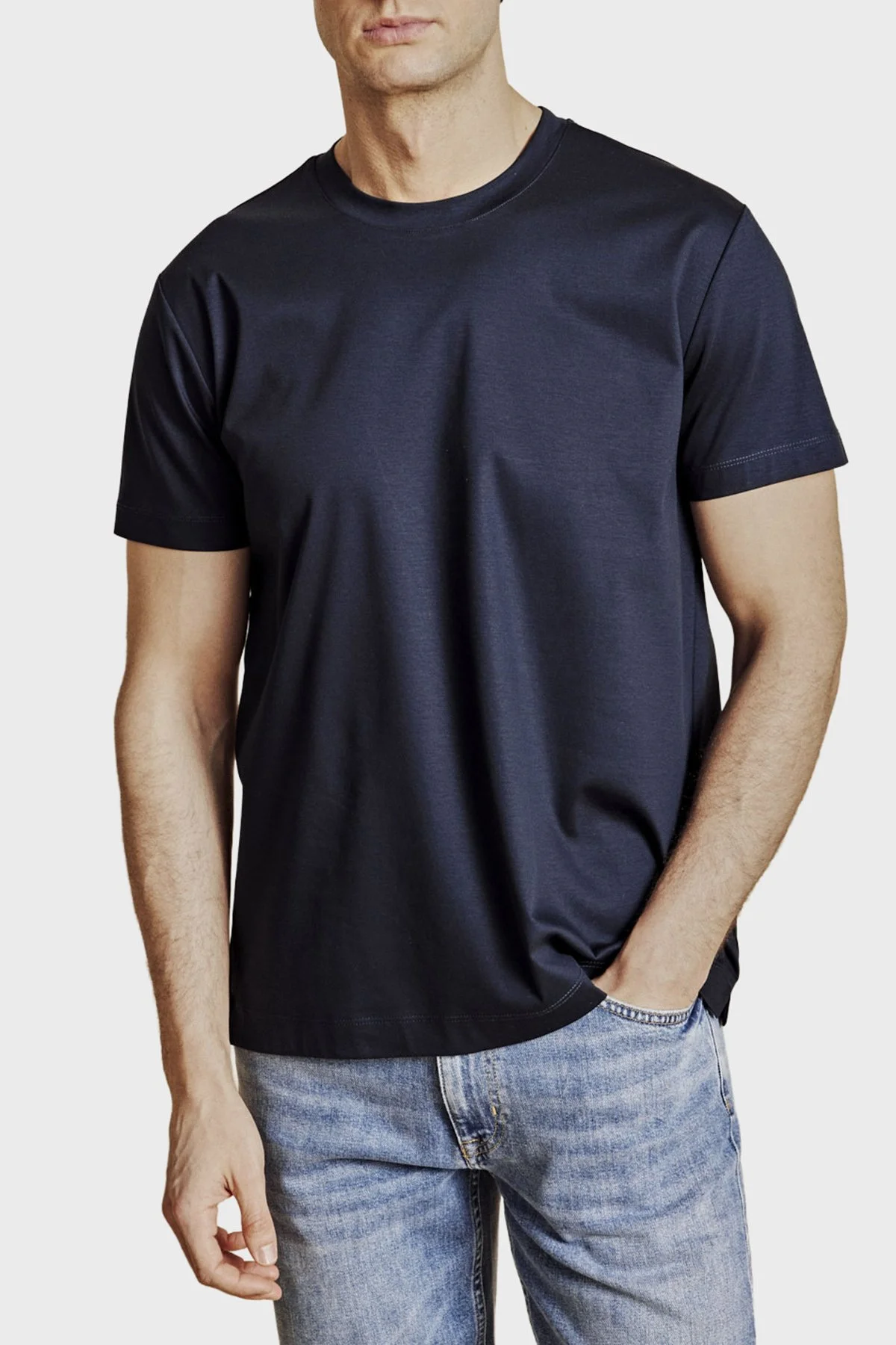 Brooks Brothers % 100 Pamuk Bisiklet Yaka T-shirt Erkek T Shirt BBSS26MTS008137 LACİVERT - 3