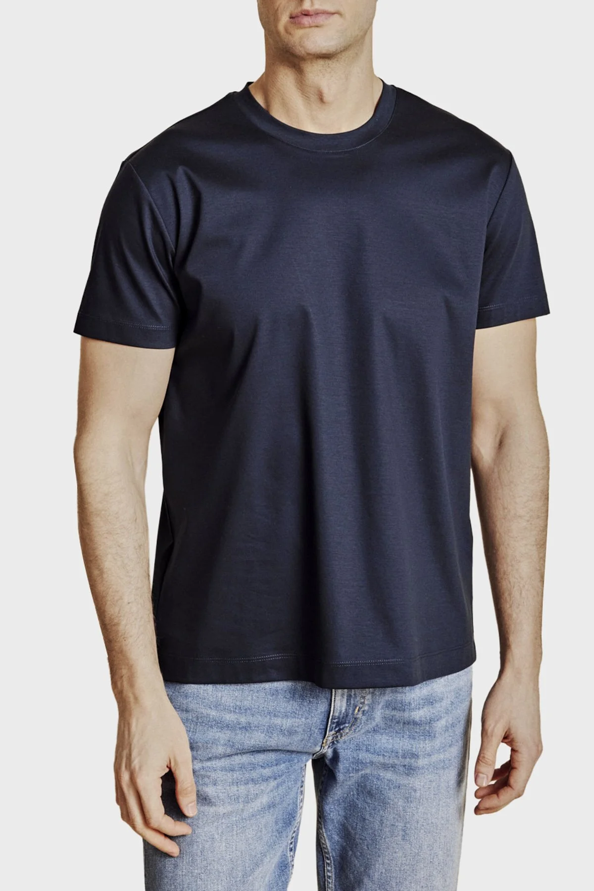 Brooks Brothers % 100 Pamuk Bisiklet Yaka T-shirt Erkek T Shirt BBSS26MTS008137 LACİVERT - 4