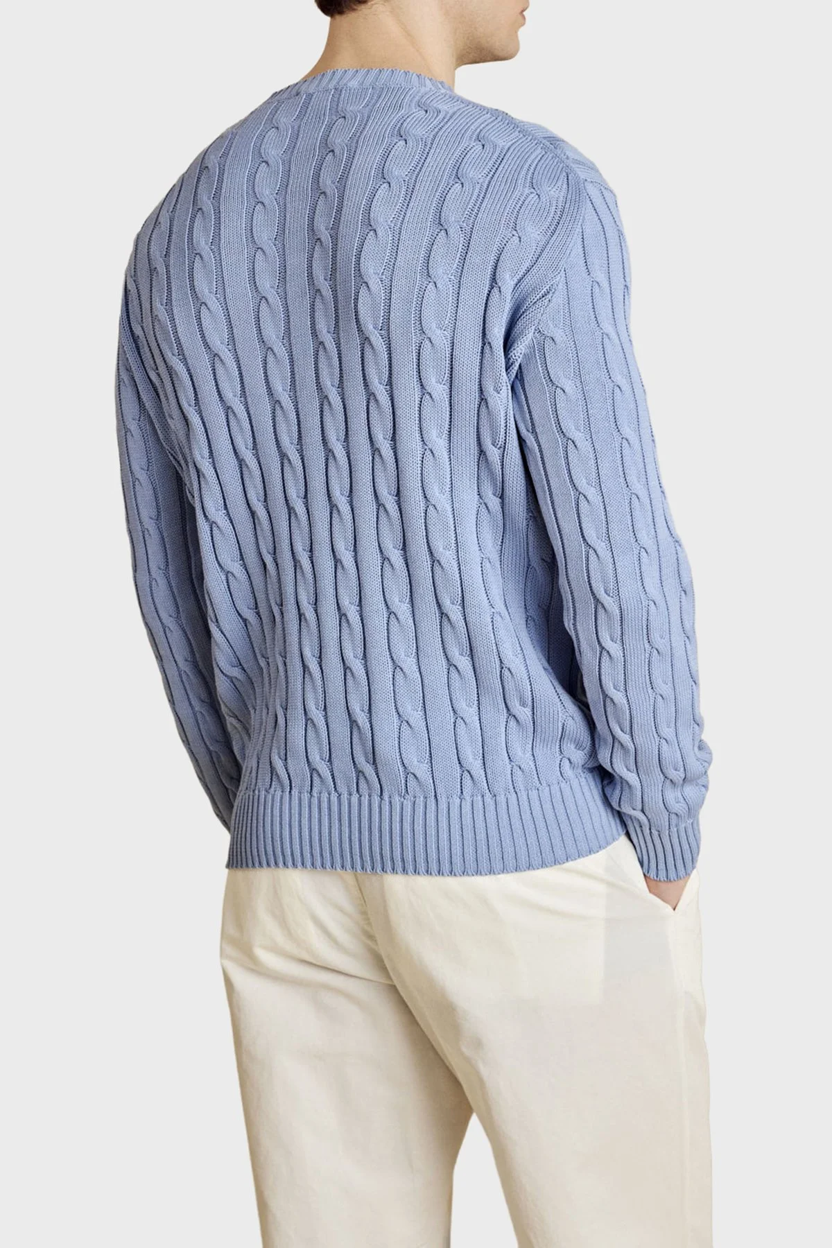 Brooks Brothers %100 Pamuk Saç Örgü Desenli Bisiklet Yaka Erkek Kazak BBSS26MKL030116 Açık Mavi - 3