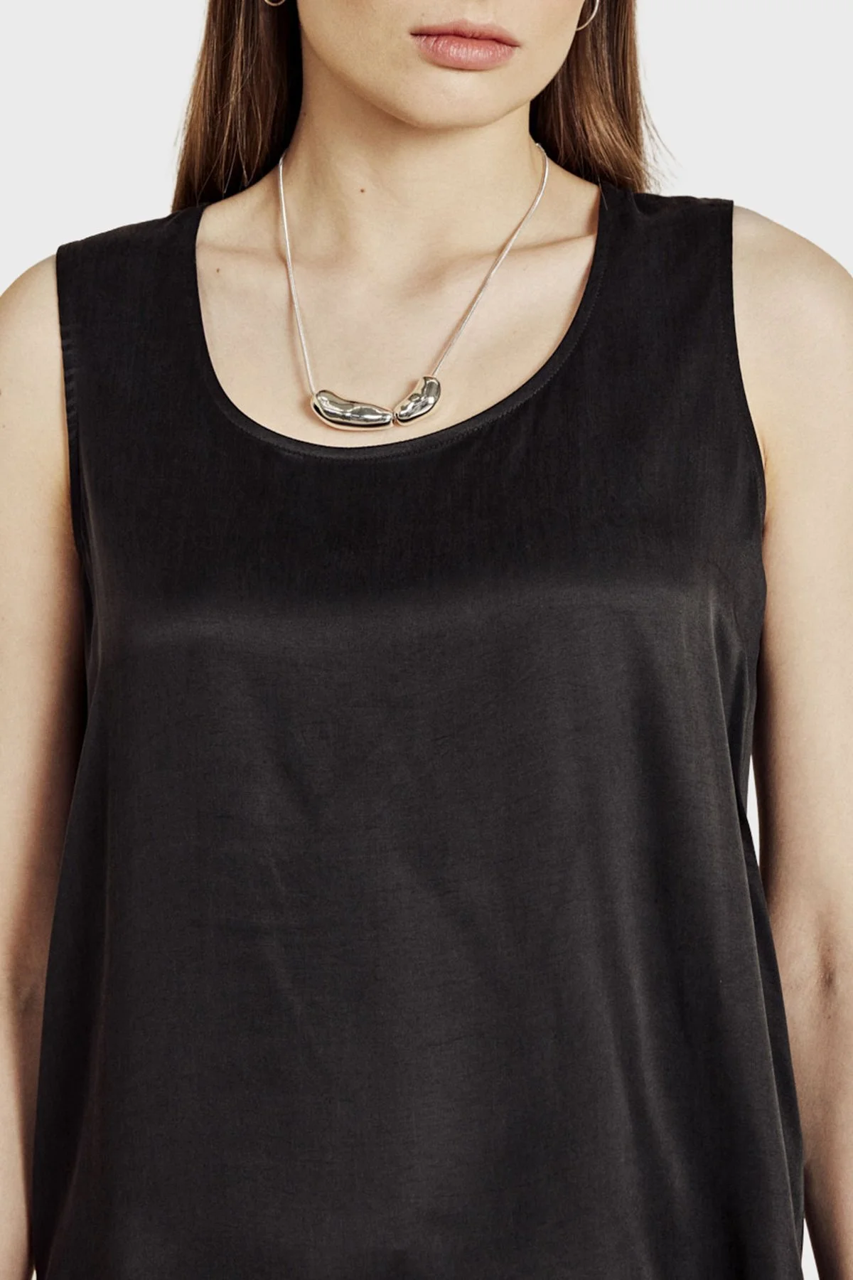 Brooks Brothers Bisiklet Yaka Basic Cupro Kadın Atlet BBSS26FBU001112 SİYAH - 4