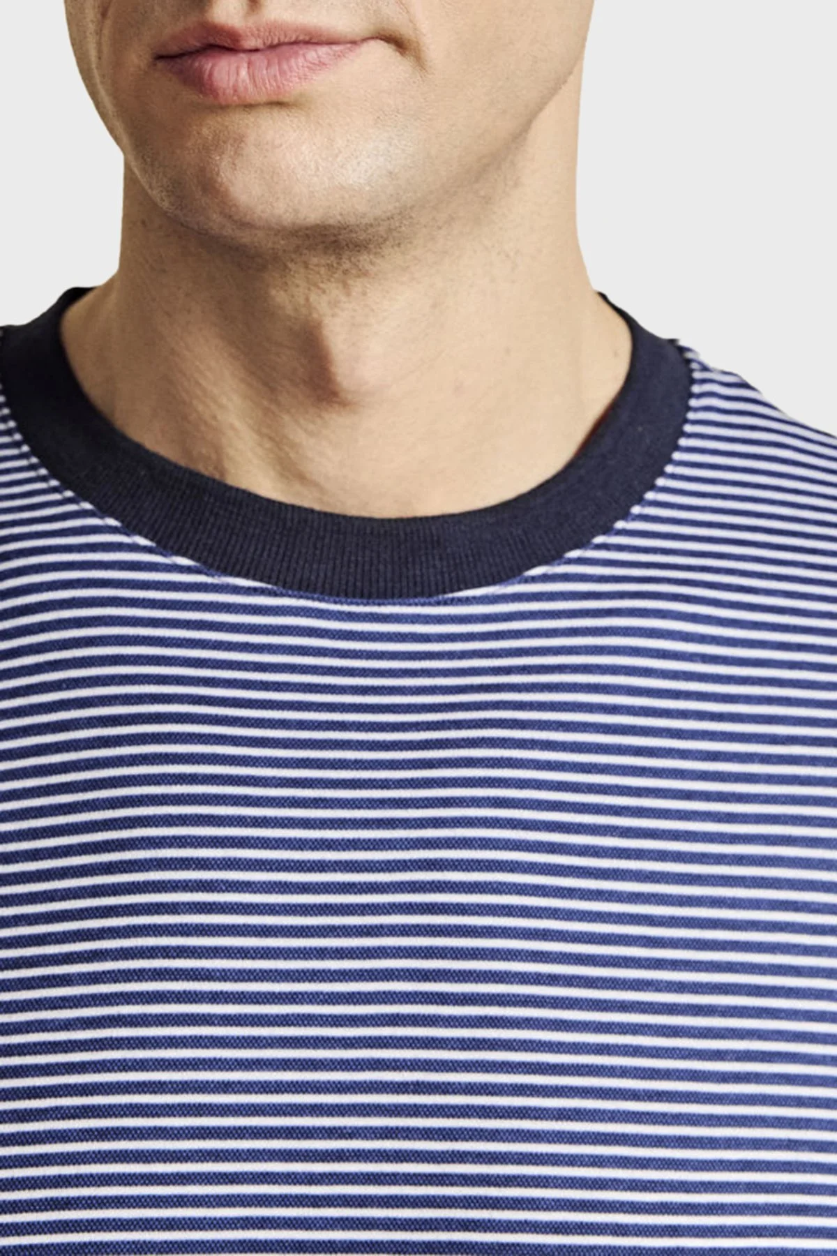 Brooks Brothers Çizgili Bisiklet Yaka T-Shirt Erkek T Shirt BBSS26MTS022157 LACİVERT-BEYAZ - 4