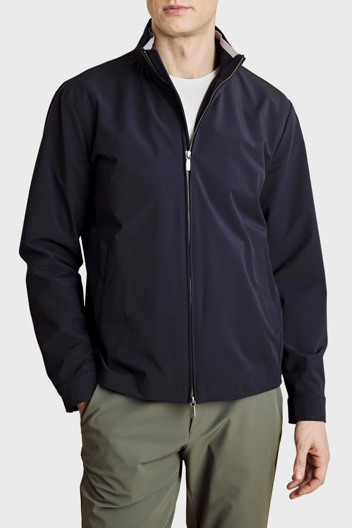 Brooks Brothers Dik Yaka Cep Detaylı Fermuarlı Erkek Mont BBSS26MJC001137 Lacivert - 4