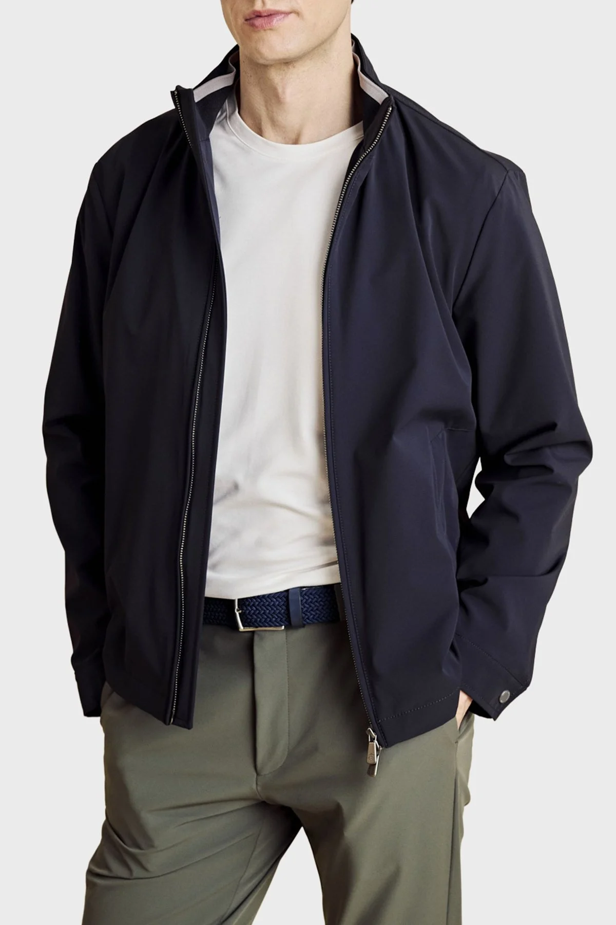 Brooks Brothers Dik Yaka Cep Detaylı Fermuarlı Erkek Mont BBSS26MJC001137 Lacivert - 5