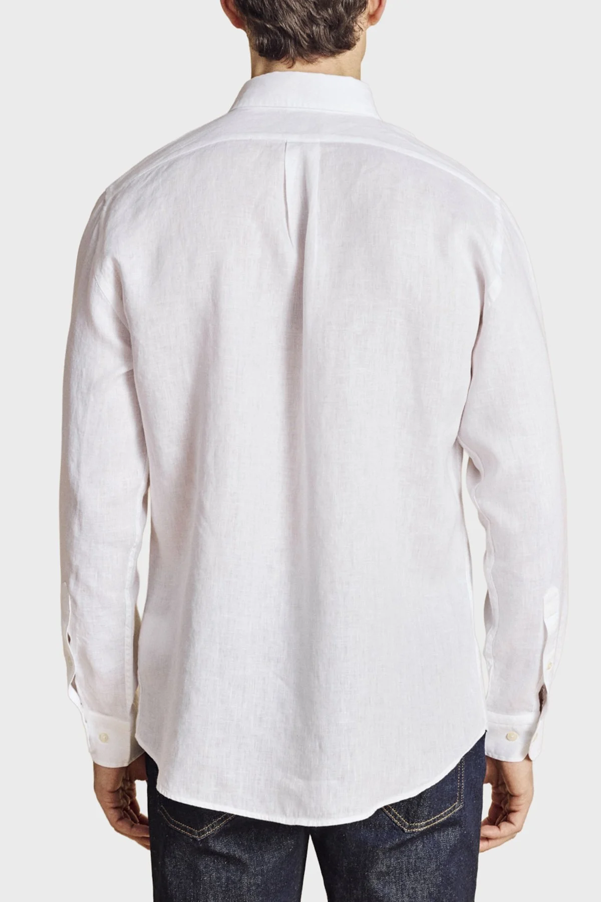 Brooks Brothers Düğmeli Yaka Regular Fit %100 Keten Uzun Kollu Erkek Gömlek BBSS26MSH022100 BEYAZ - 2
