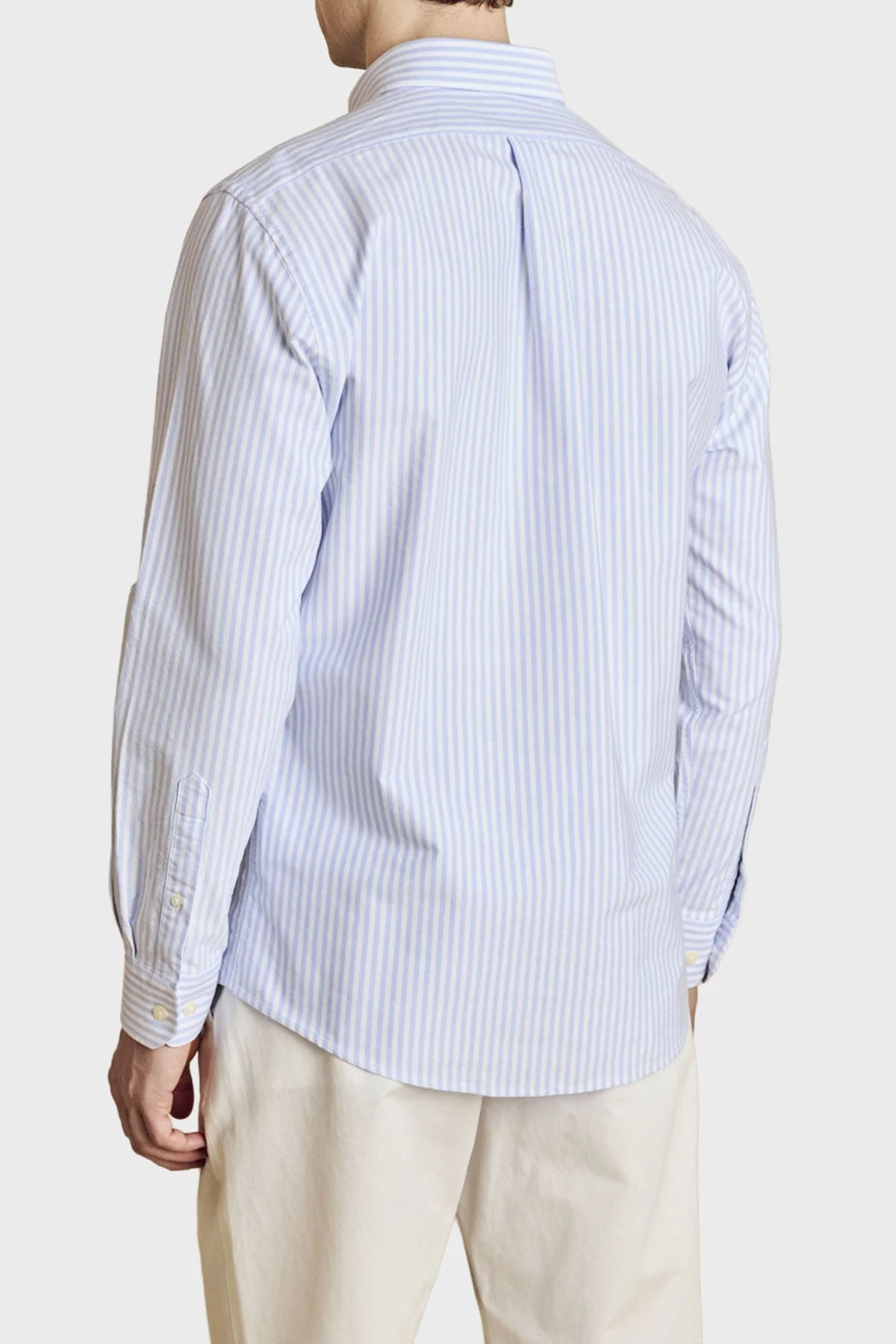 Brooks Brothers Düğmeli Yaka Regular Fit %100 Pamuk Oxford Çizgili Erkek Gömlek BBSS26MSH021145 Beyaz Mavi - 3