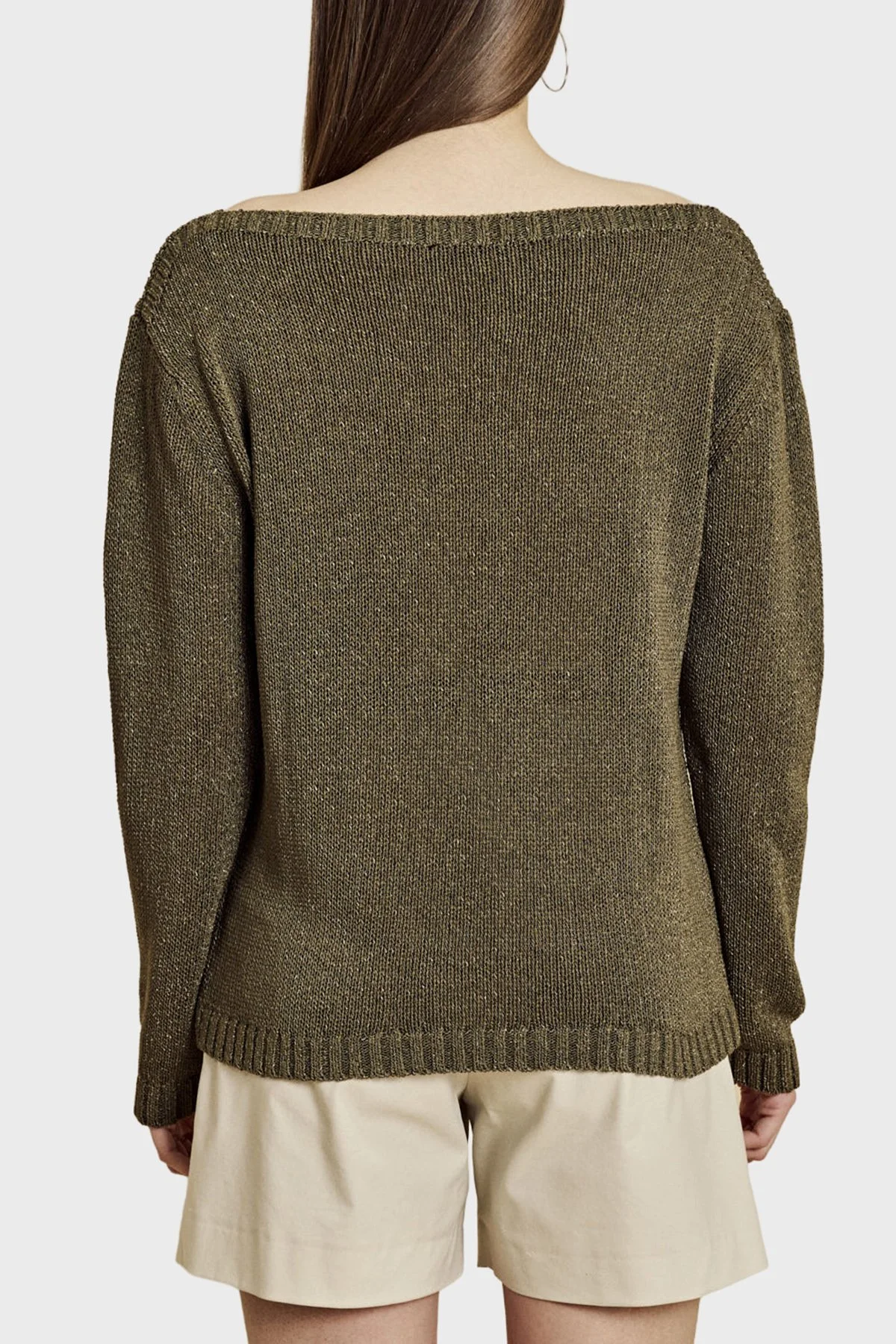 Brooks Brothers Kayık Yaka Salaş Kadın Kazak BBSS26FKL015128 HAKİ - 3