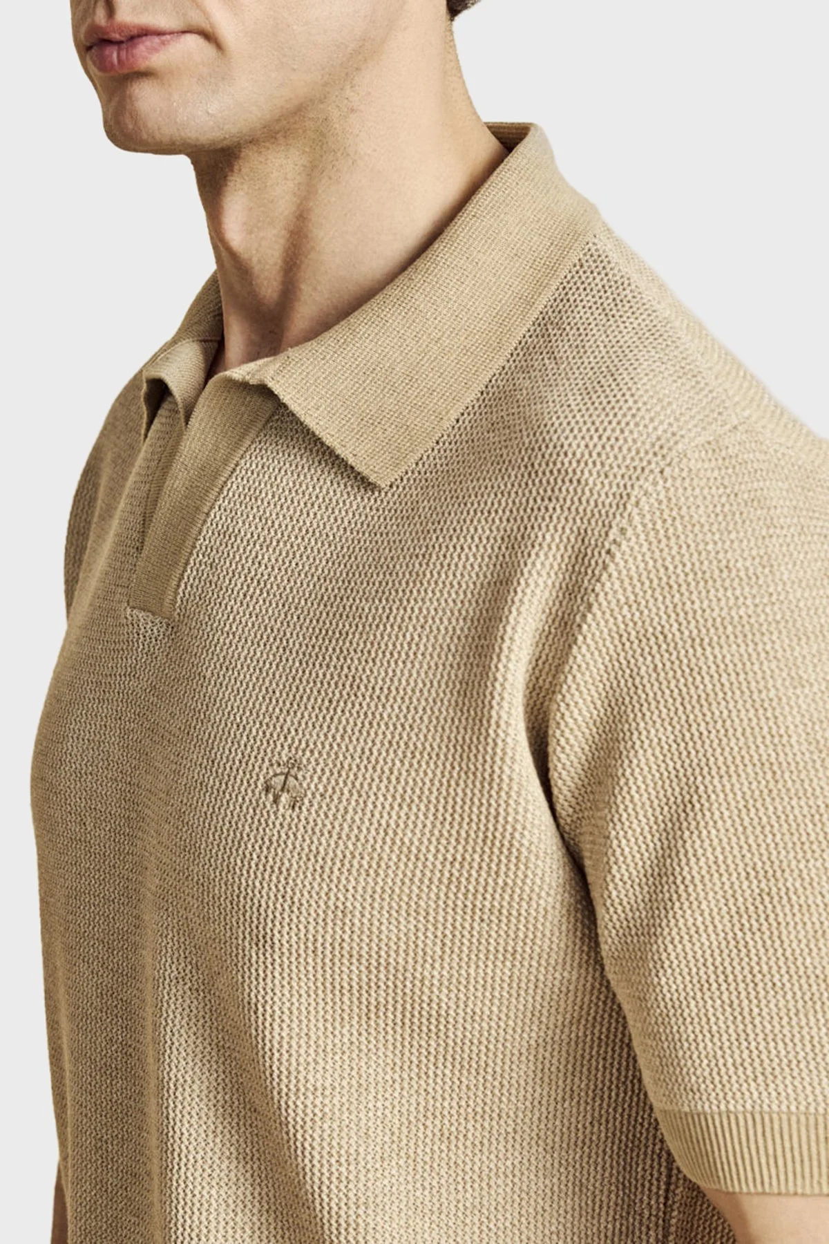 Brooks Brothers Keten Karışımlı Kısa Kollu Erkek Polo Yaka Kazak BBSS26MKL006146 CAMEL - 4