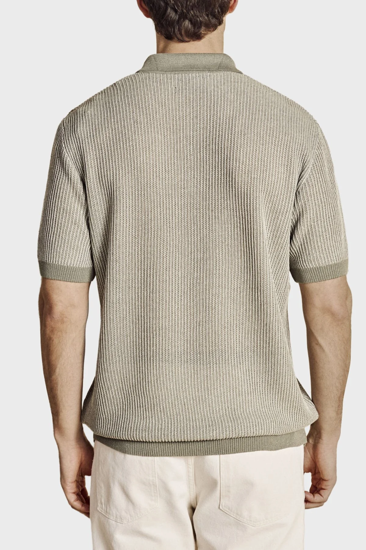 Brooks Brothers Keten Karışımlı Kısa Kollu Örgü Erkek Polo Yaka Kazak BBSS26MKL005180 SU YEŞİLİ - 2