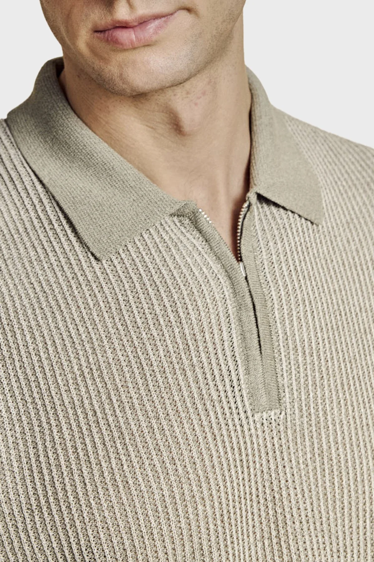 Brooks Brothers Keten Karışımlı Kısa Kollu Örgü Erkek Polo Yaka Kazak BBSS26MKL005180 SU YEŞİLİ - 4