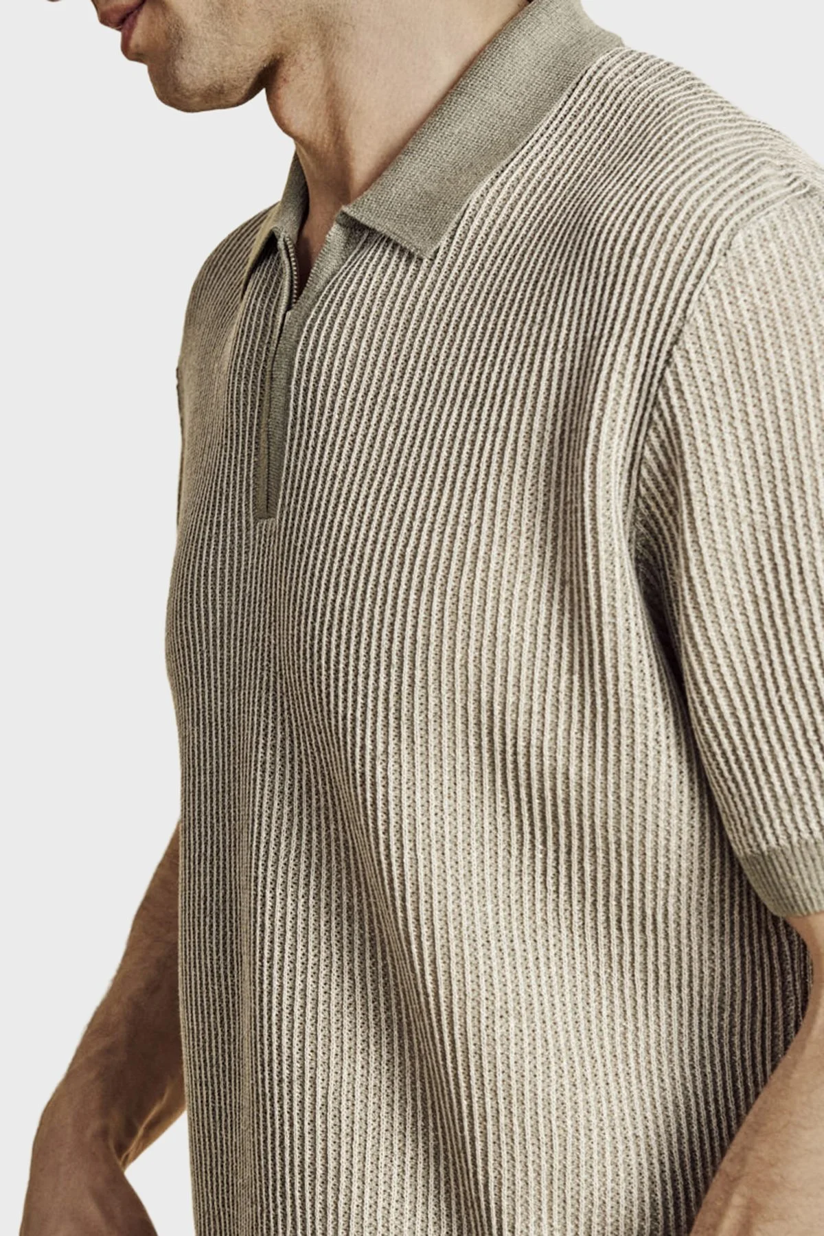 Brooks Brothers Keten Karışımlı Kısa Kollu Örgü Erkek Polo Yaka Kazak BBSS26MKL005180 SU YEŞİLİ - 5
