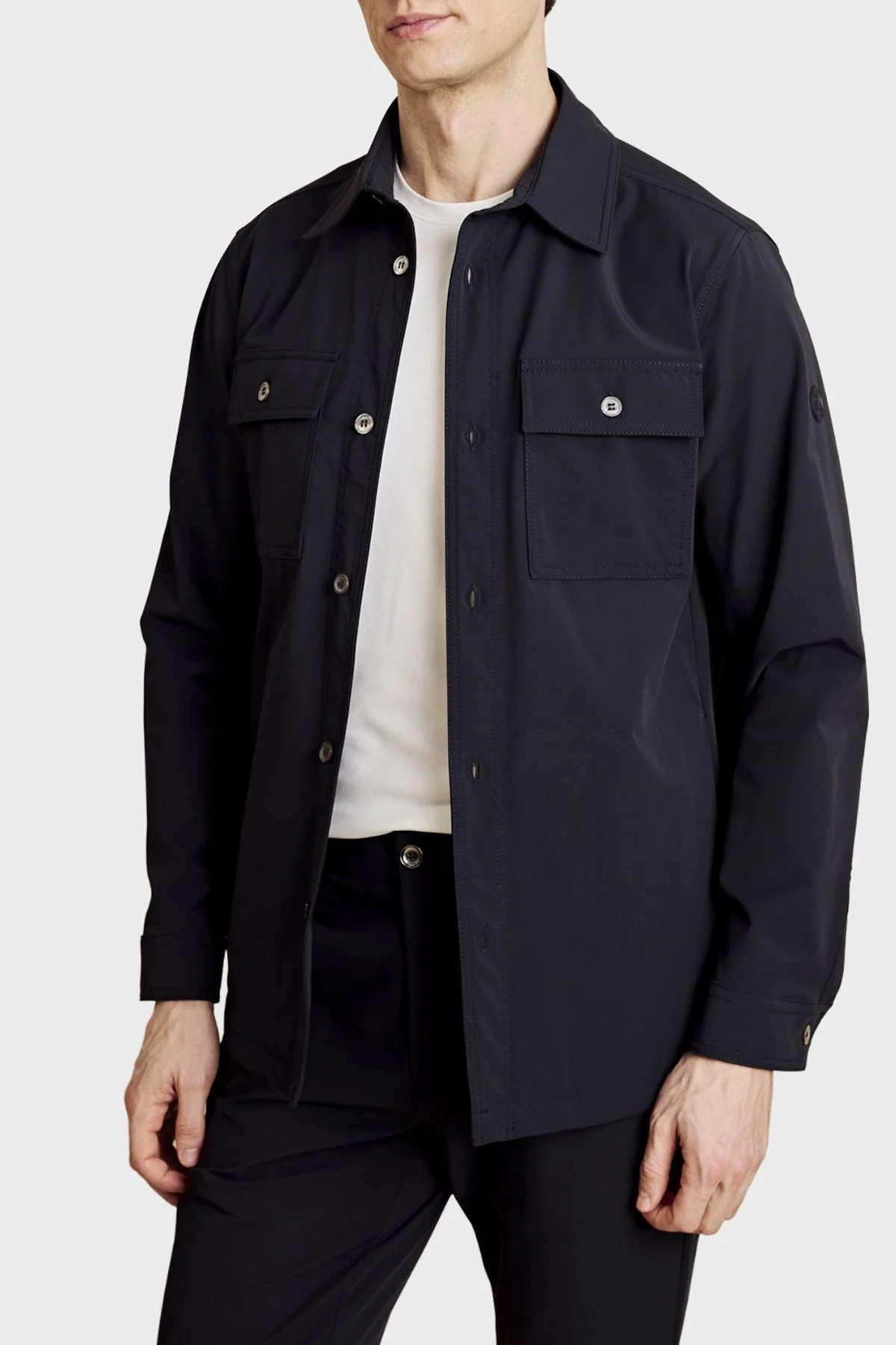 Brooks Brothers Klasik Yaka Kapak Cepli Düğmeli Erkek Gömlek BBSS26MOS001137 Lacivert - 1