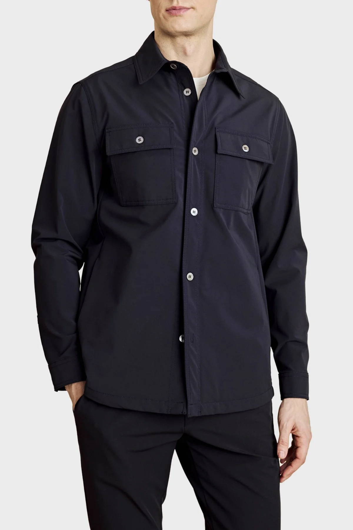 Brooks Brothers Klasik Yaka Kapak Cepli Düğmeli Erkek Gömlek BBSS26MOS001137 Lacivert - 4