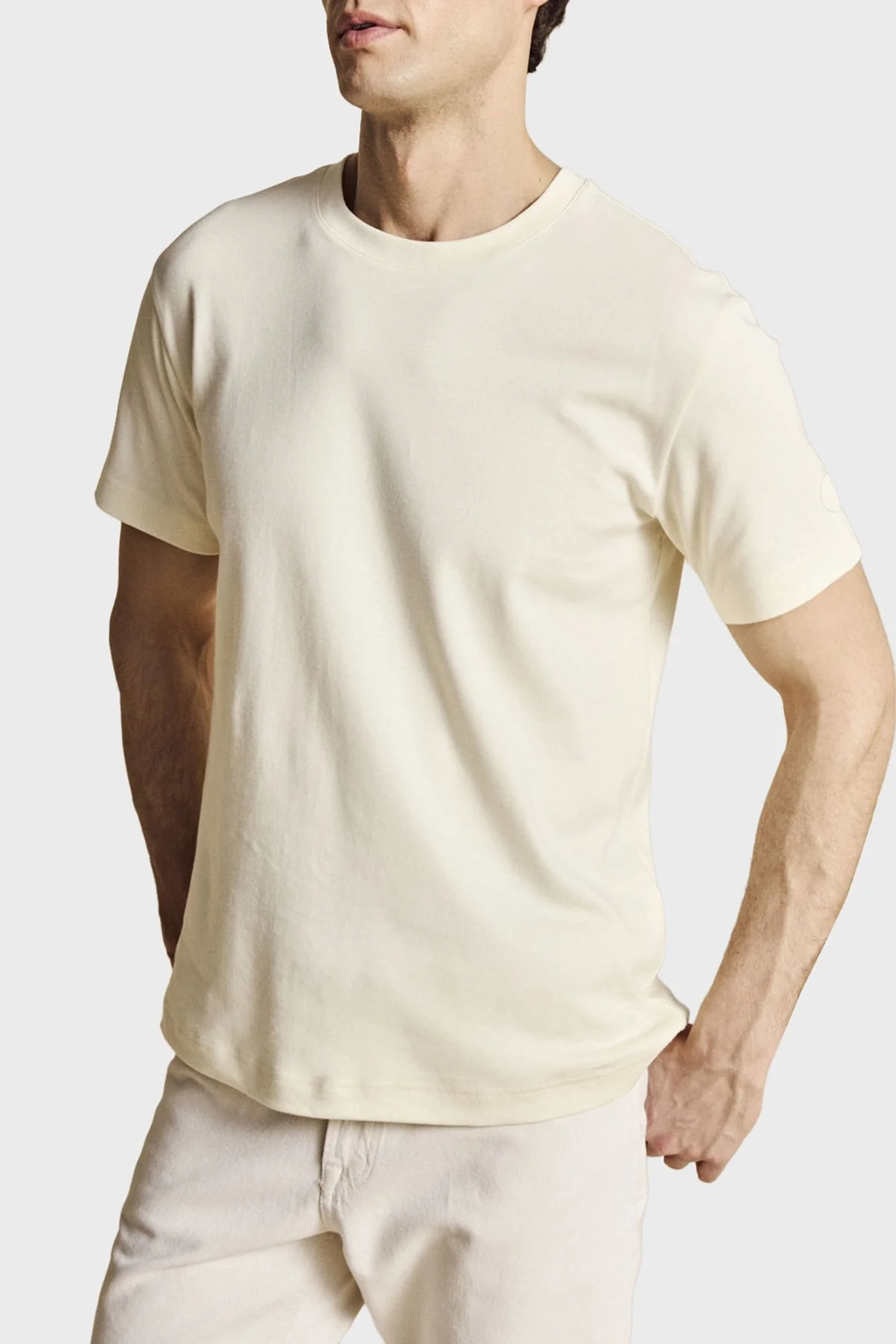 Brooks Brothers Logolu % 100 Pamuk Bisiklet Yaka T-shirt Erkek T Shirt BBSS26MTS002142 BEJ - 3