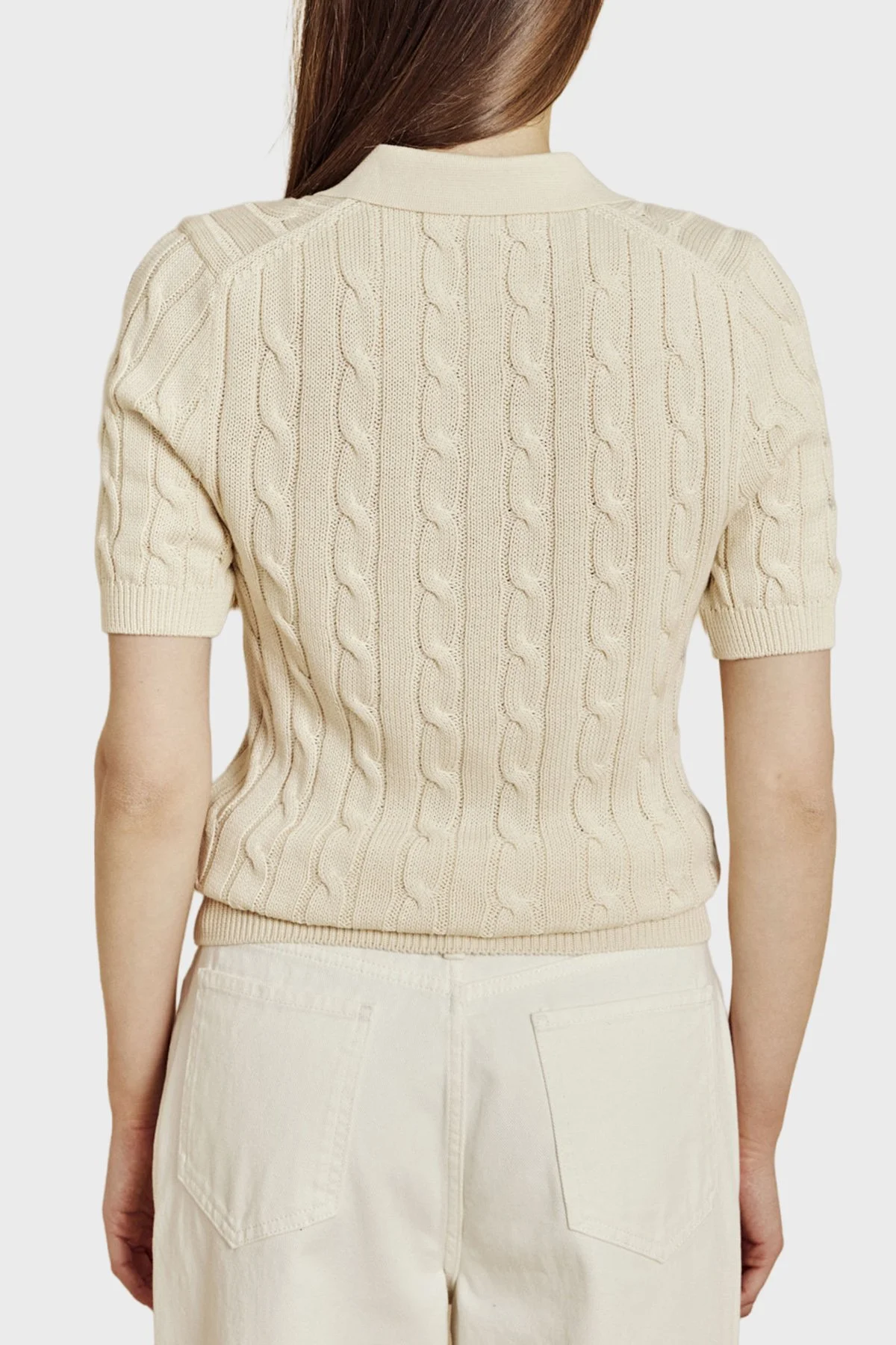 Brooks Brothers Logolu % 100 Pamuk Kısa Kollu Kadın Polo Yaka Kazak BBSS26FKL011391 VANİLYA - 3
